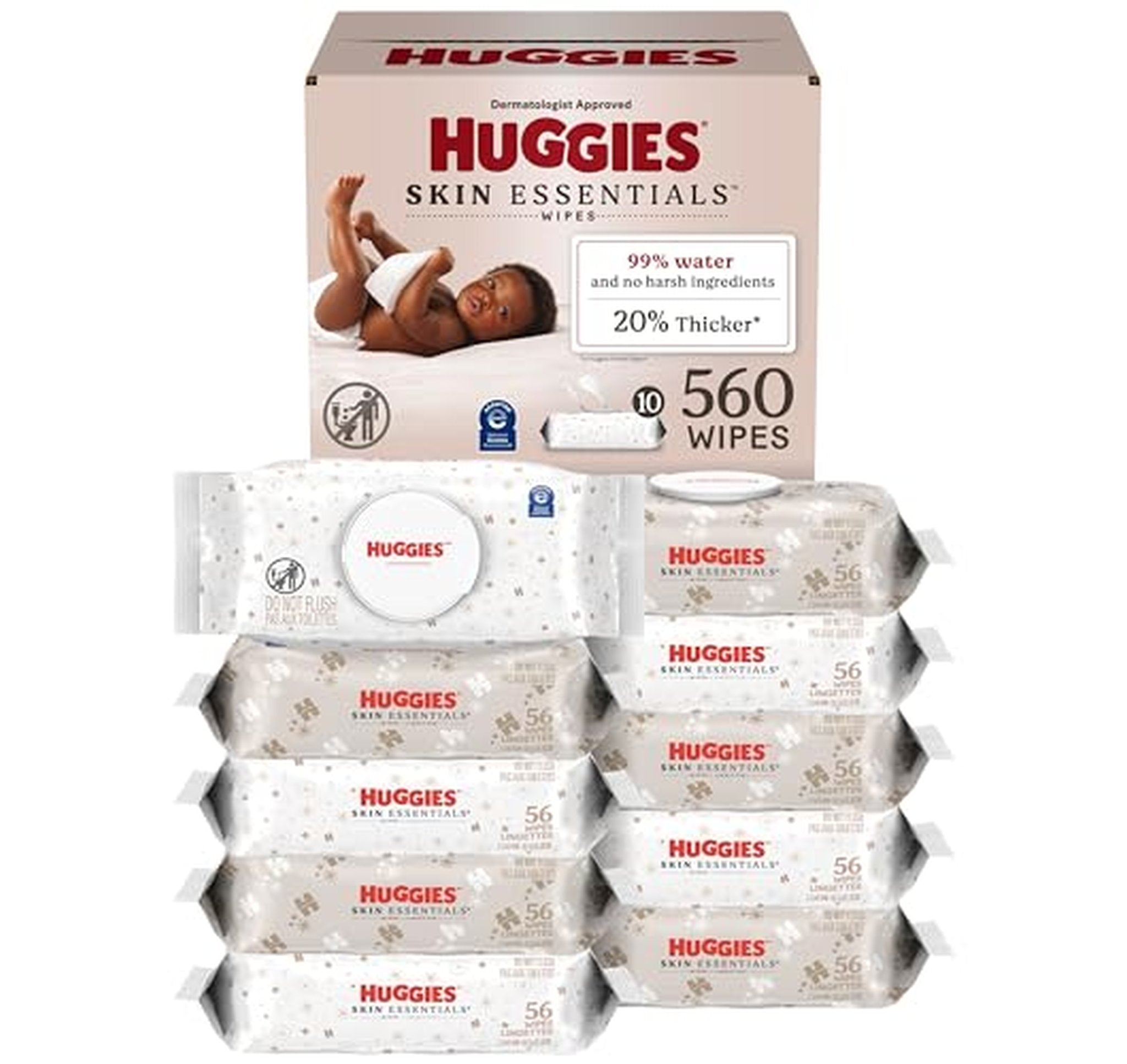 10 Pack HUGGIES Hypoallergenic Baby Wipes 560 Count