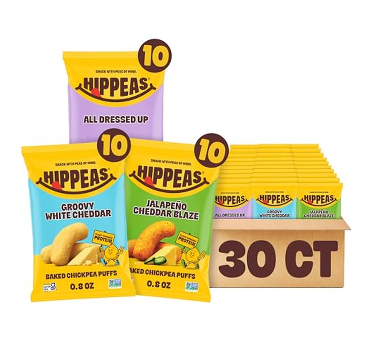 30 Pack HIPPEAS Chickpea Puffs Variety Snack Bags