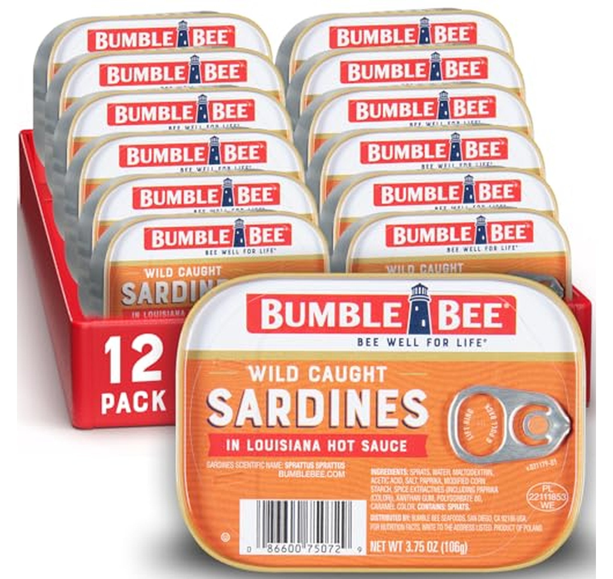 12 Pack Bumble Bee Sardines in Louisiana Hot Sauce