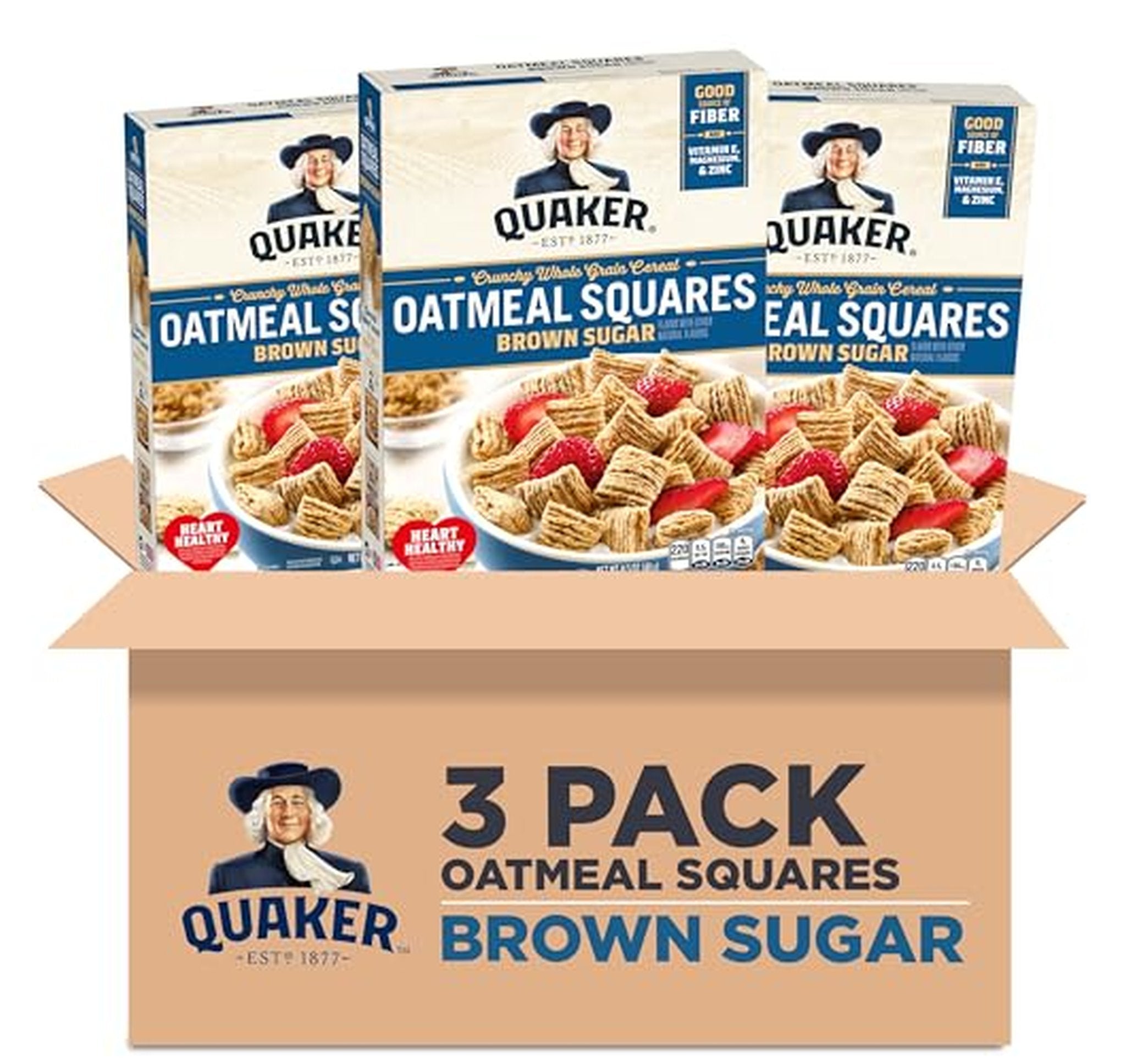 3 Pack Quaker Oatmeal Squares Brown Sugar Cereal