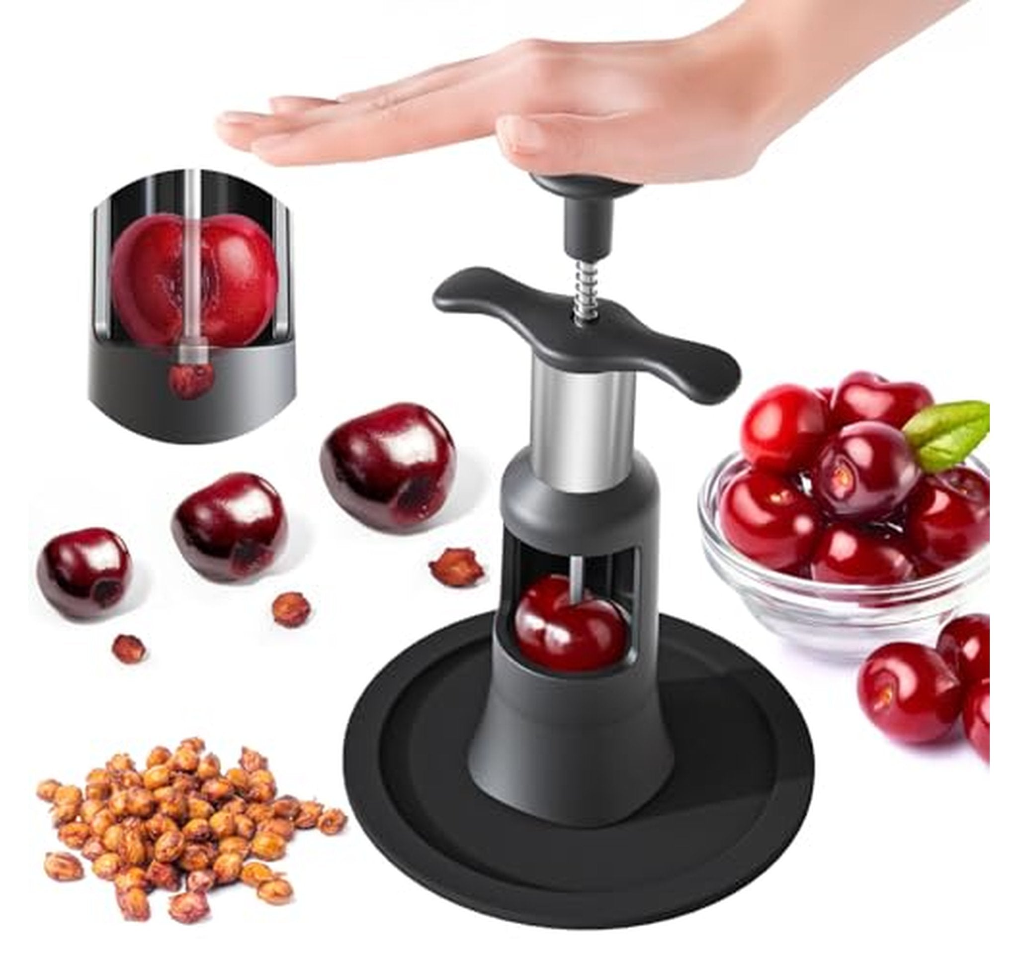 Cherry Pitter Tool, Press-Type Stainless Steel Seed Remover