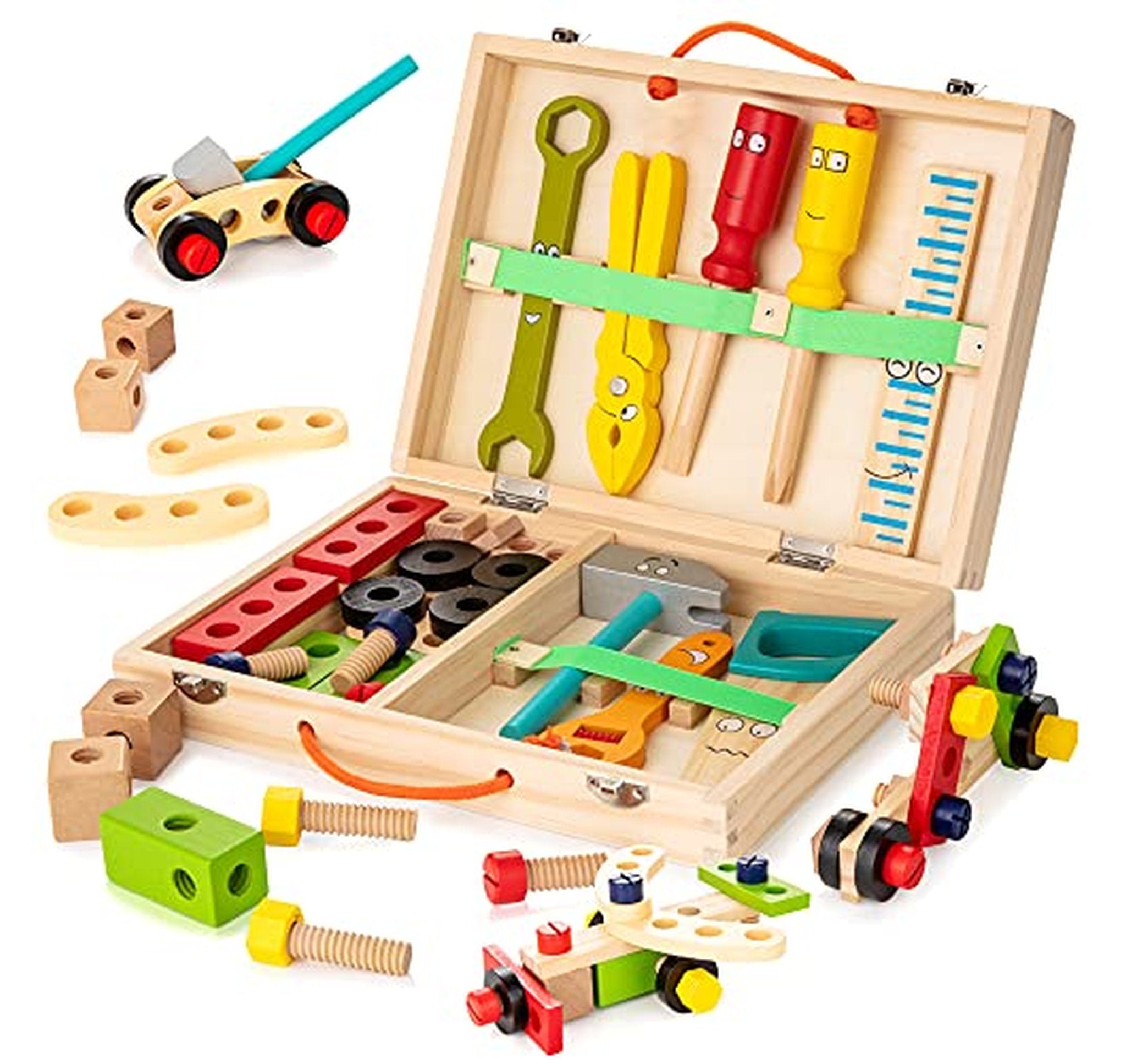 37 Piece Wooden Kids Tool Set with Toolbox