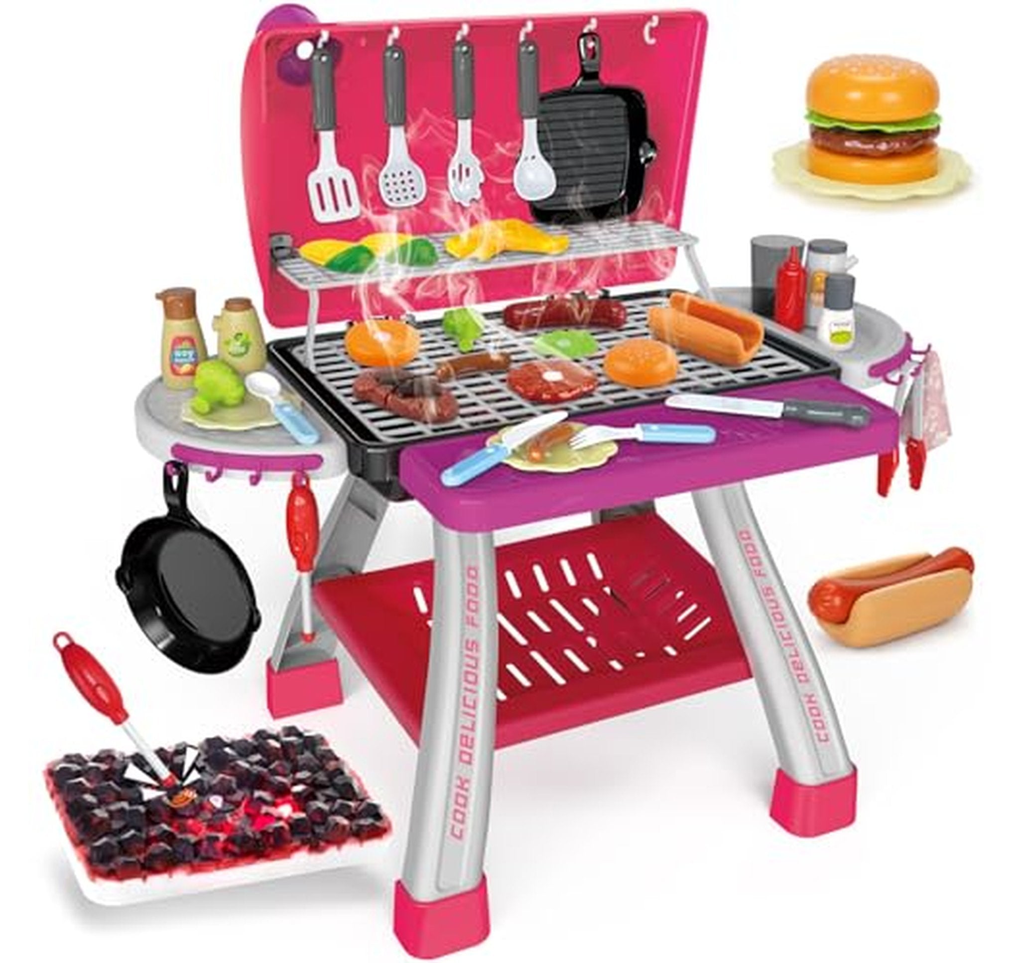 Kids BBQ Grill Play Kitchen with Lights and Sounds