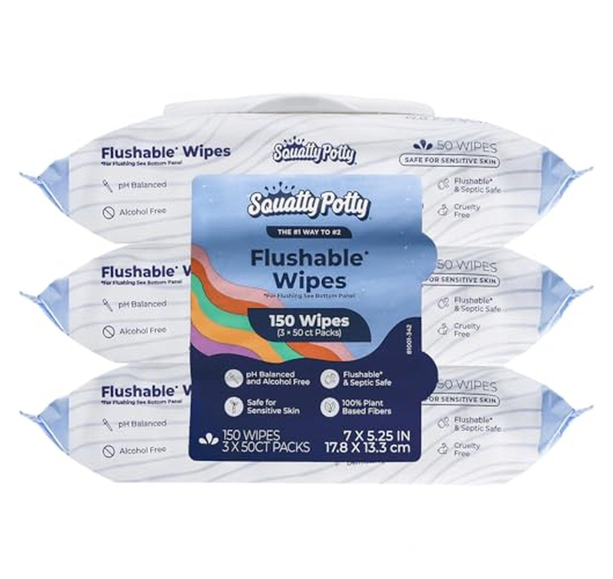 3 Pack Squatty Potty Flushable Plant-Based Wipes