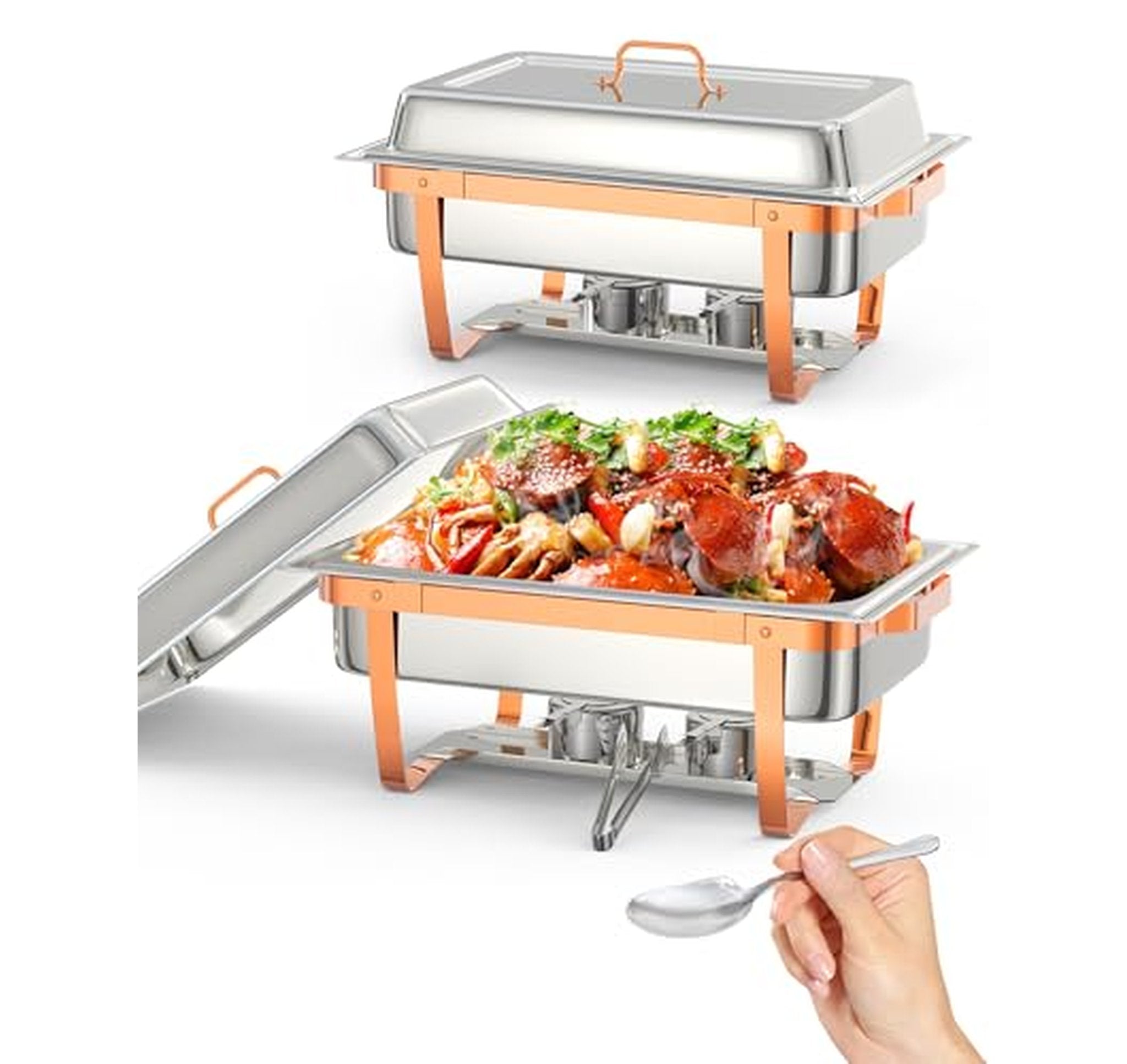 2 Pack 8QT Stainless Steel Chafing Dish Set