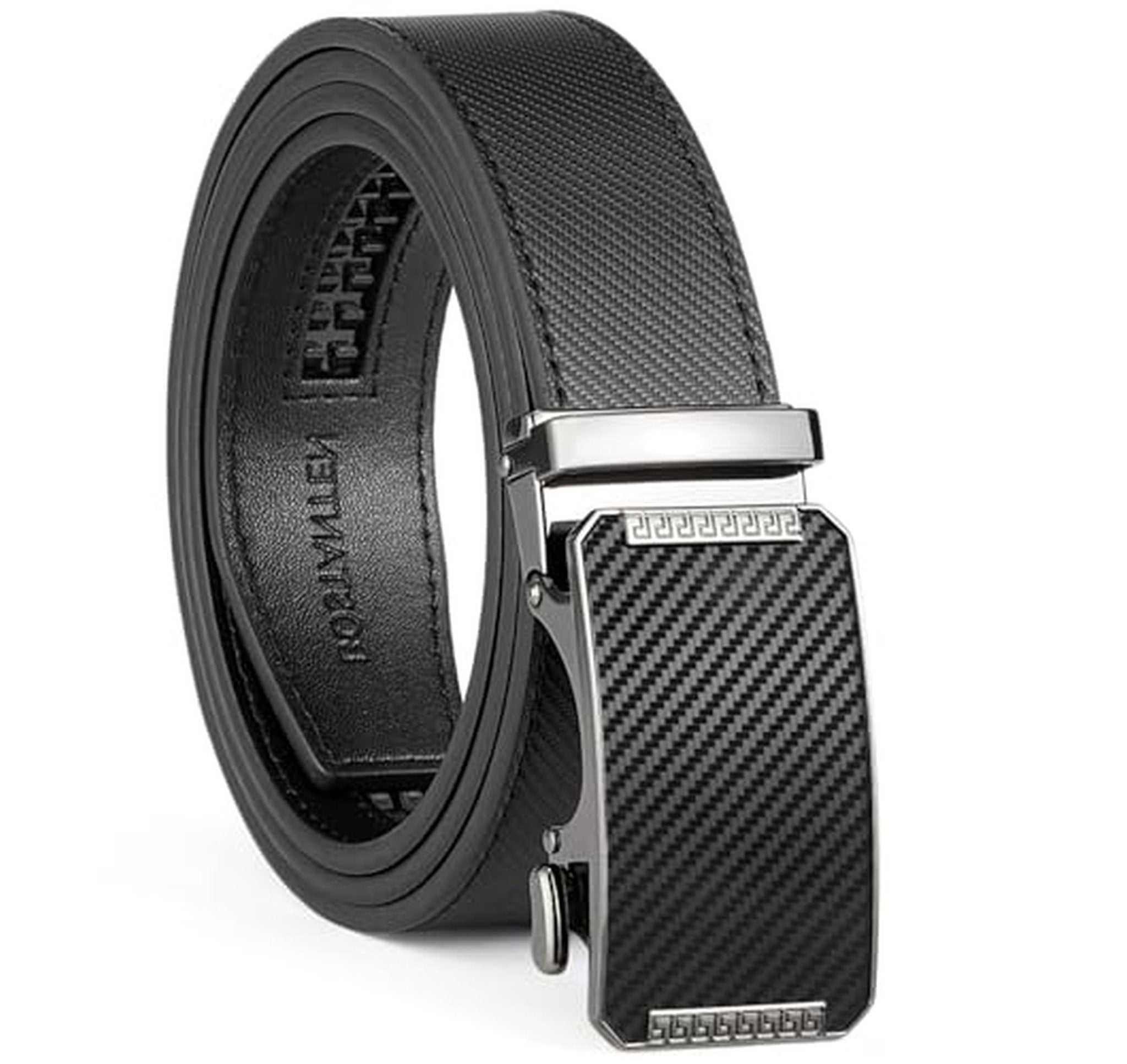 Ratchet Leather Dress Belt with Automatic Buckle