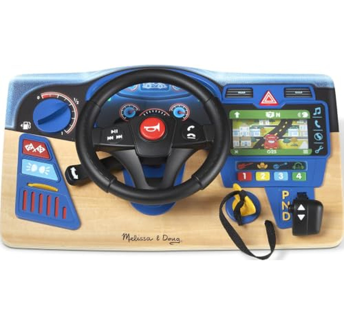 Melissa & Doug Interactive Wooden Racing Steering Wheel Toy
