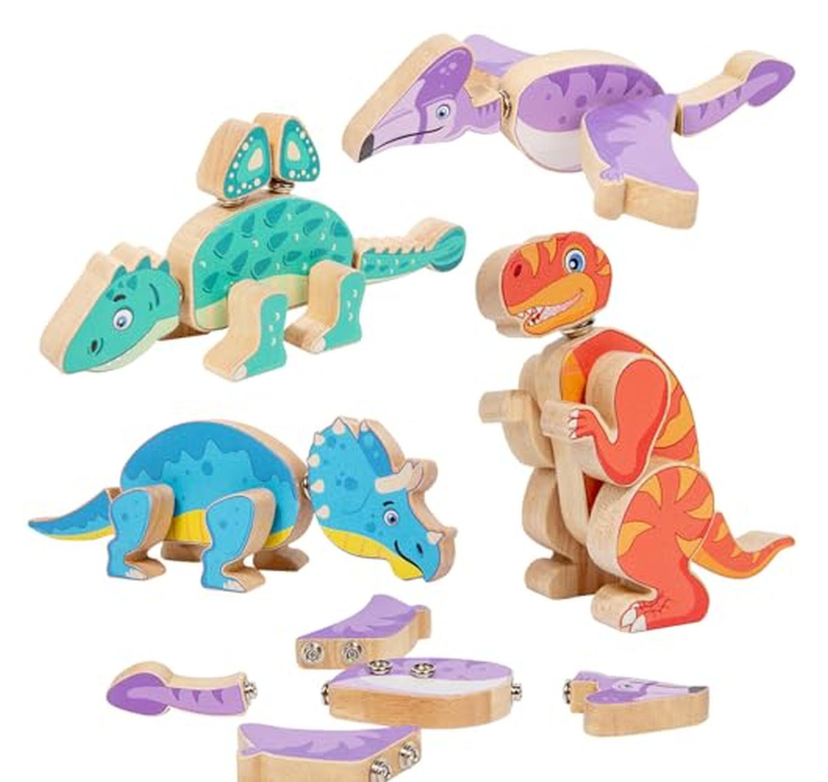 Wooden Dinosaur Take Apart STEM Building Blocks