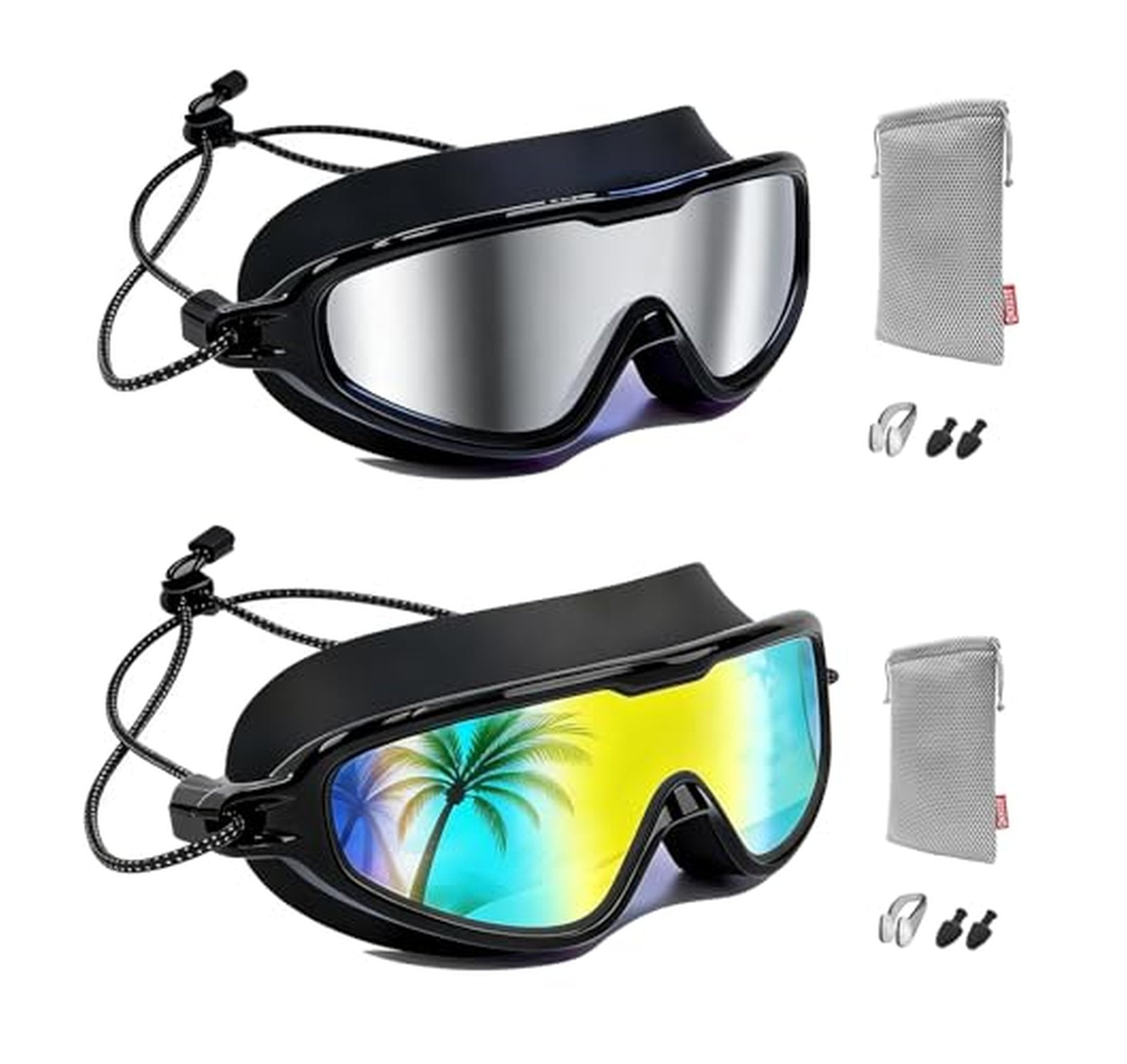 Anti-Fog No-Leak Swim Goggles with Bungee Strap
