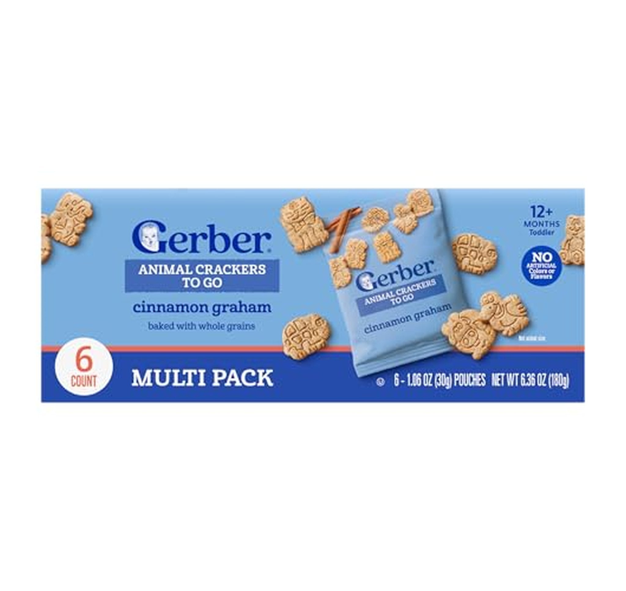 6 Pack Gerber Cinnamon Graham Animal Crackers Snacks