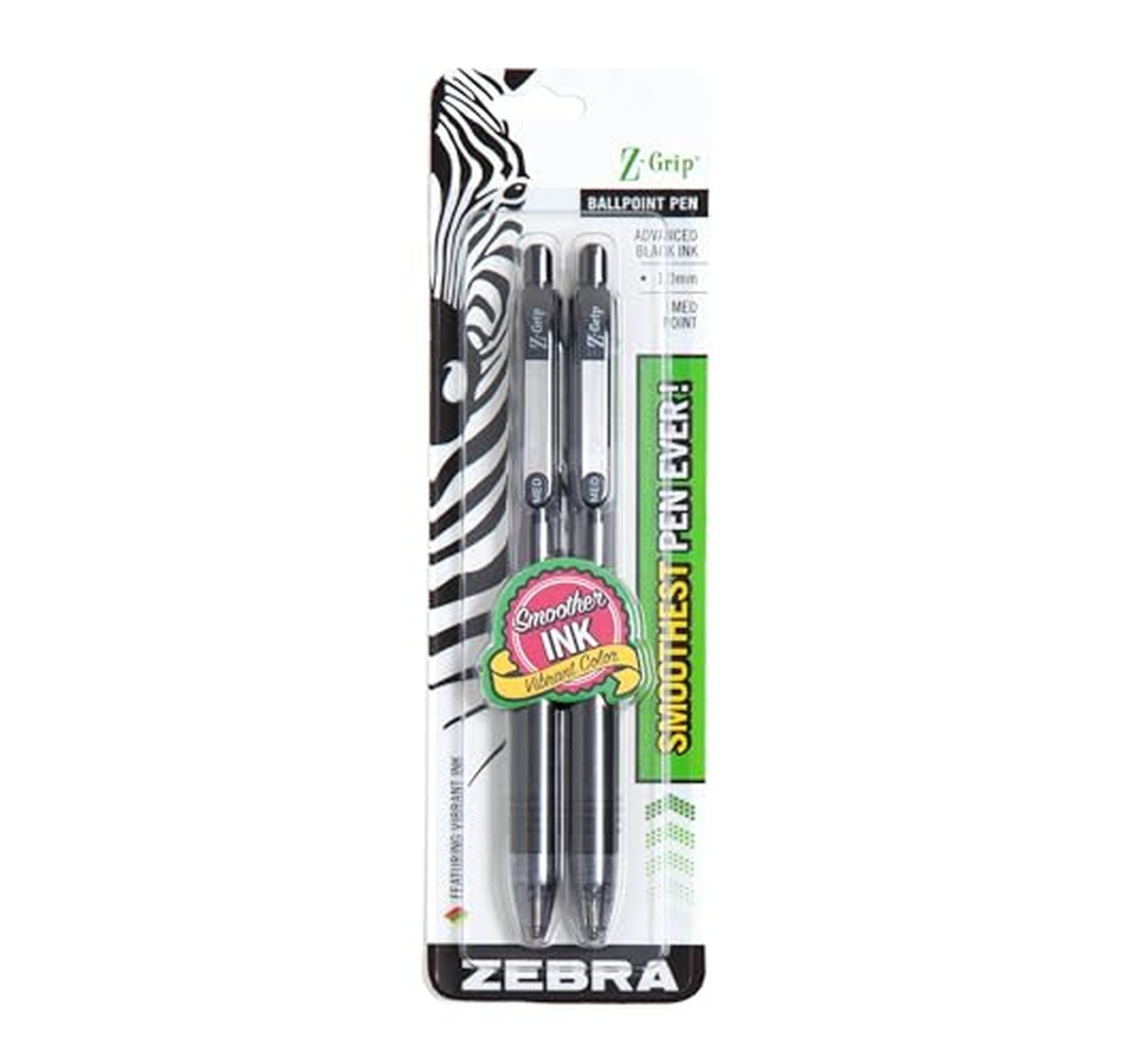 2 Pack Zebra Z-Grip Retractable Ballpoint Pens Medium