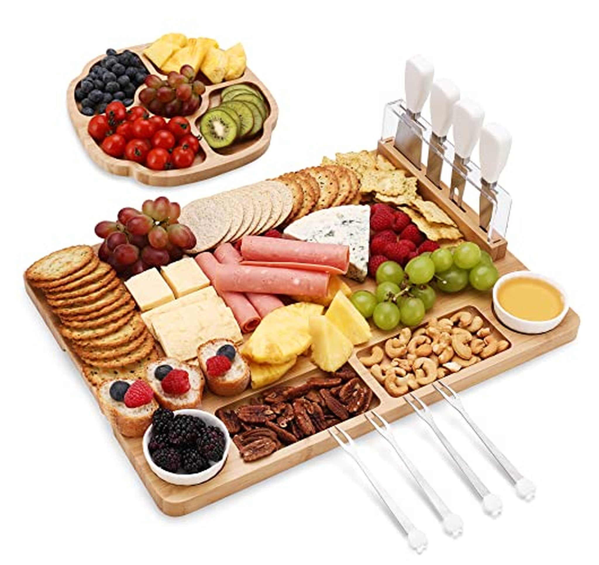 Large Bamboo Charcuterie Cheese Board Set with Knives