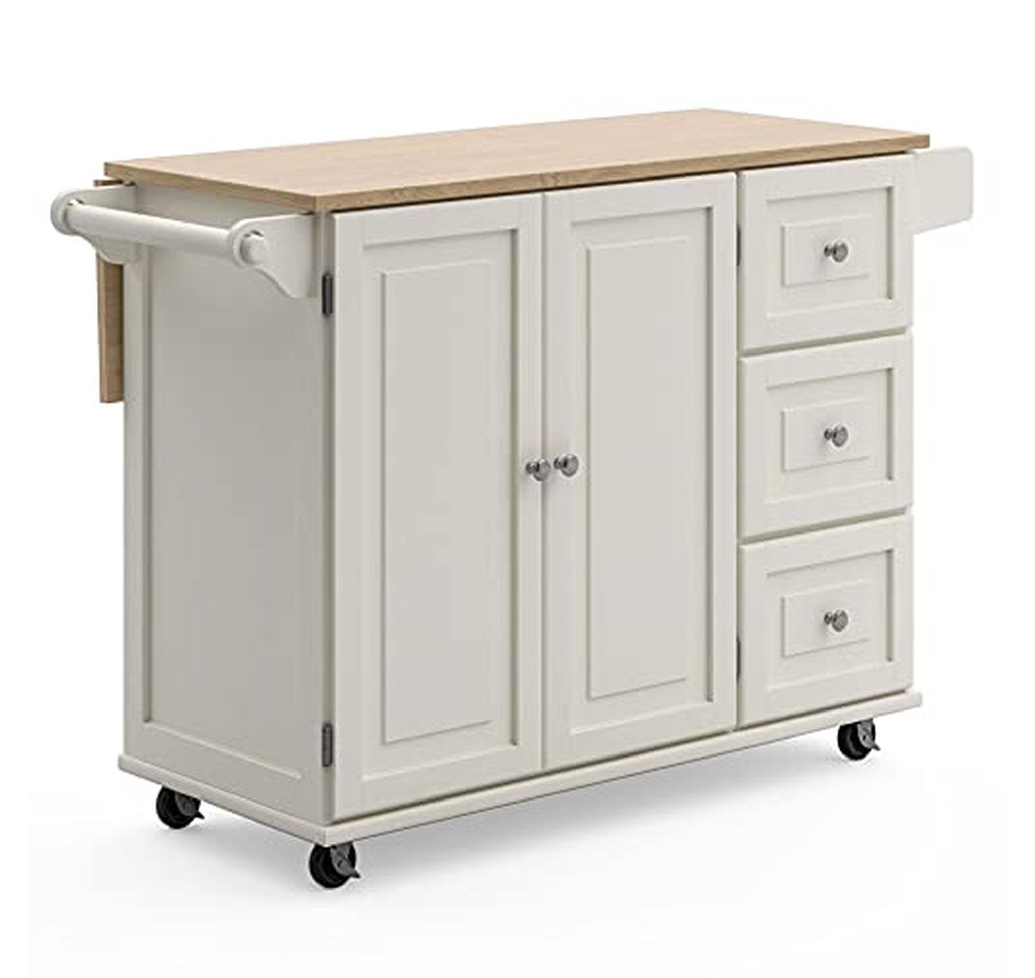 Drop Leaf Mobile Kitchen Island Cart with Storage