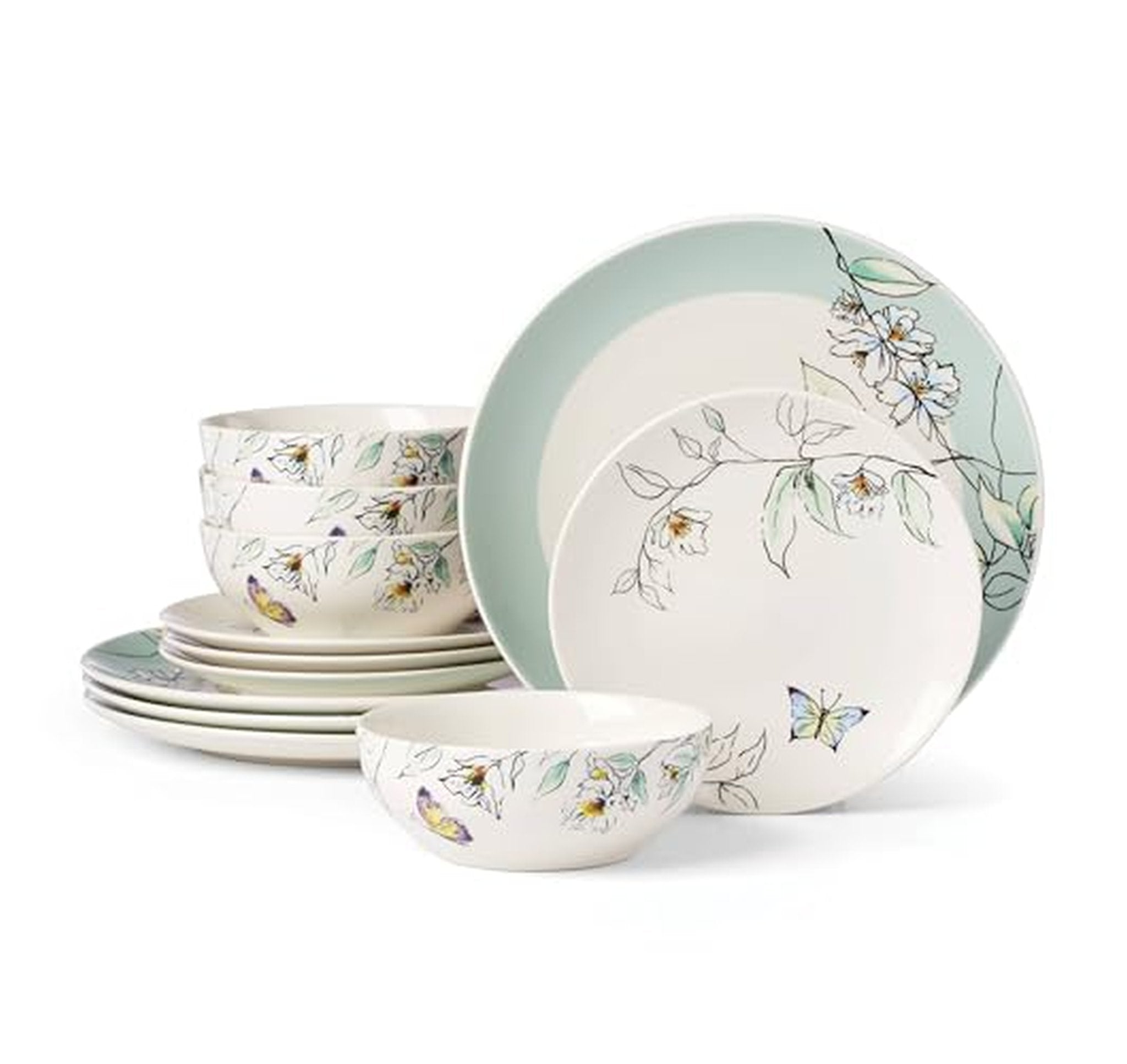 Oneida 12-Piece Porcelain Dinnerware Set Service for 4