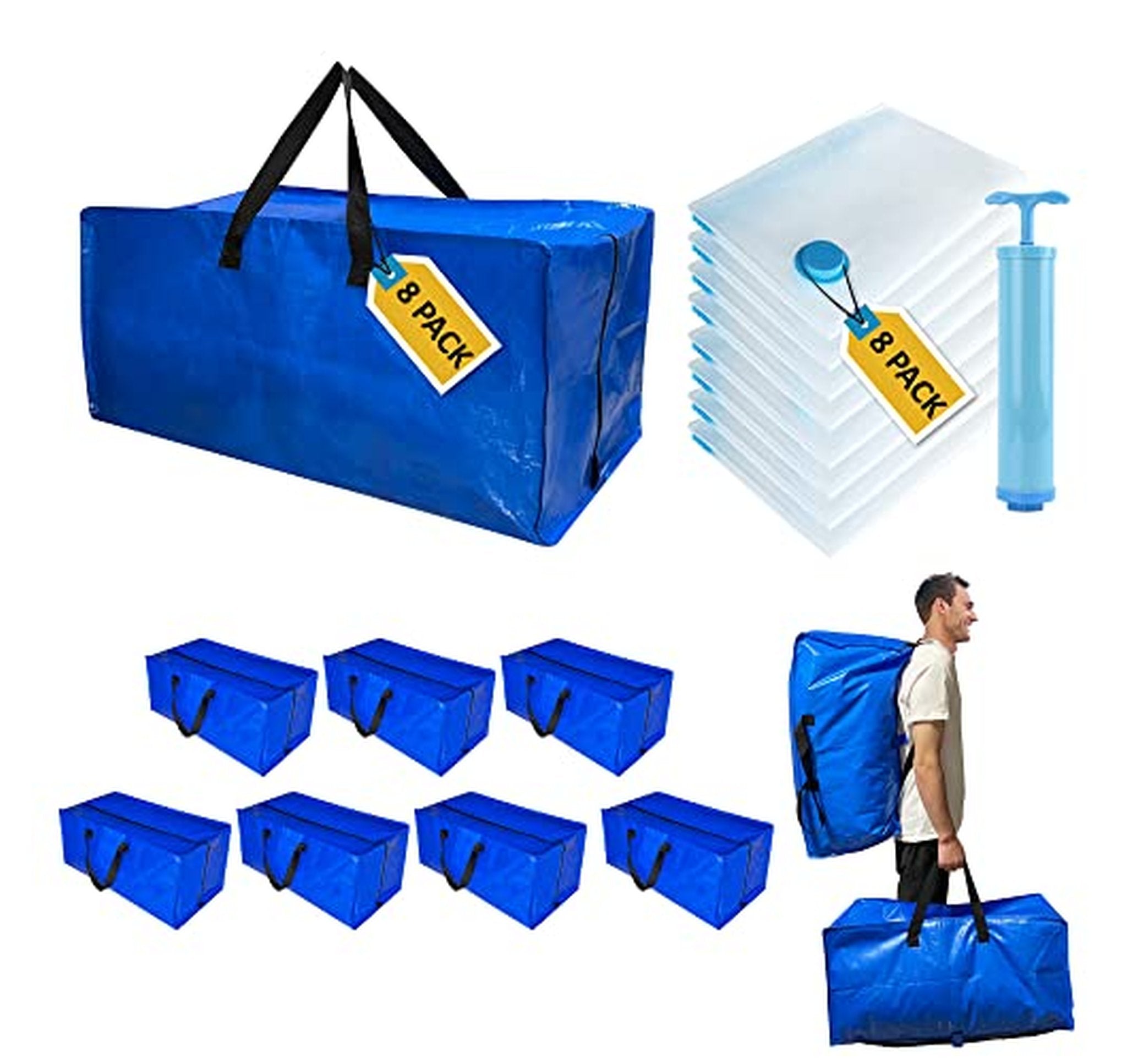 16 Pack Extra Large Heavy Duty Moving Storage Bags