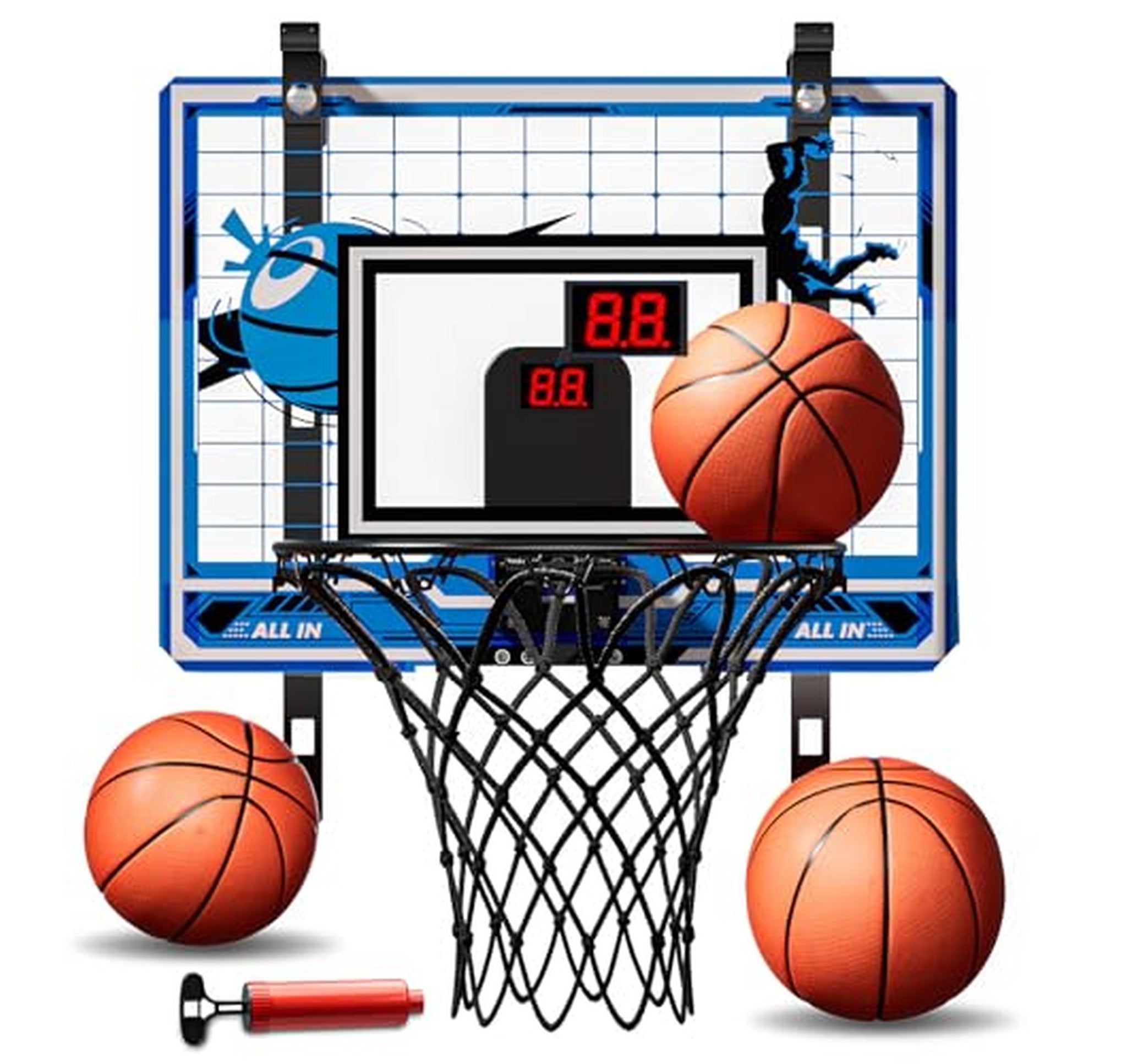 Over-the-Door Electronic Mini Basketball Hoop Set