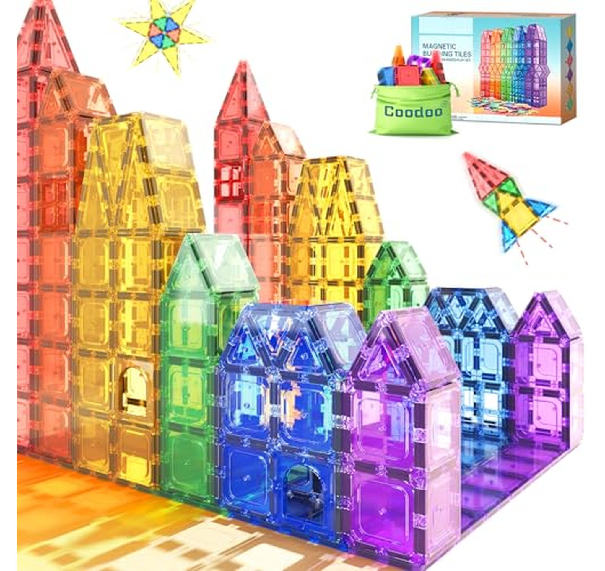40 Piece Magnetic Tiles Building Blocks STEM Set