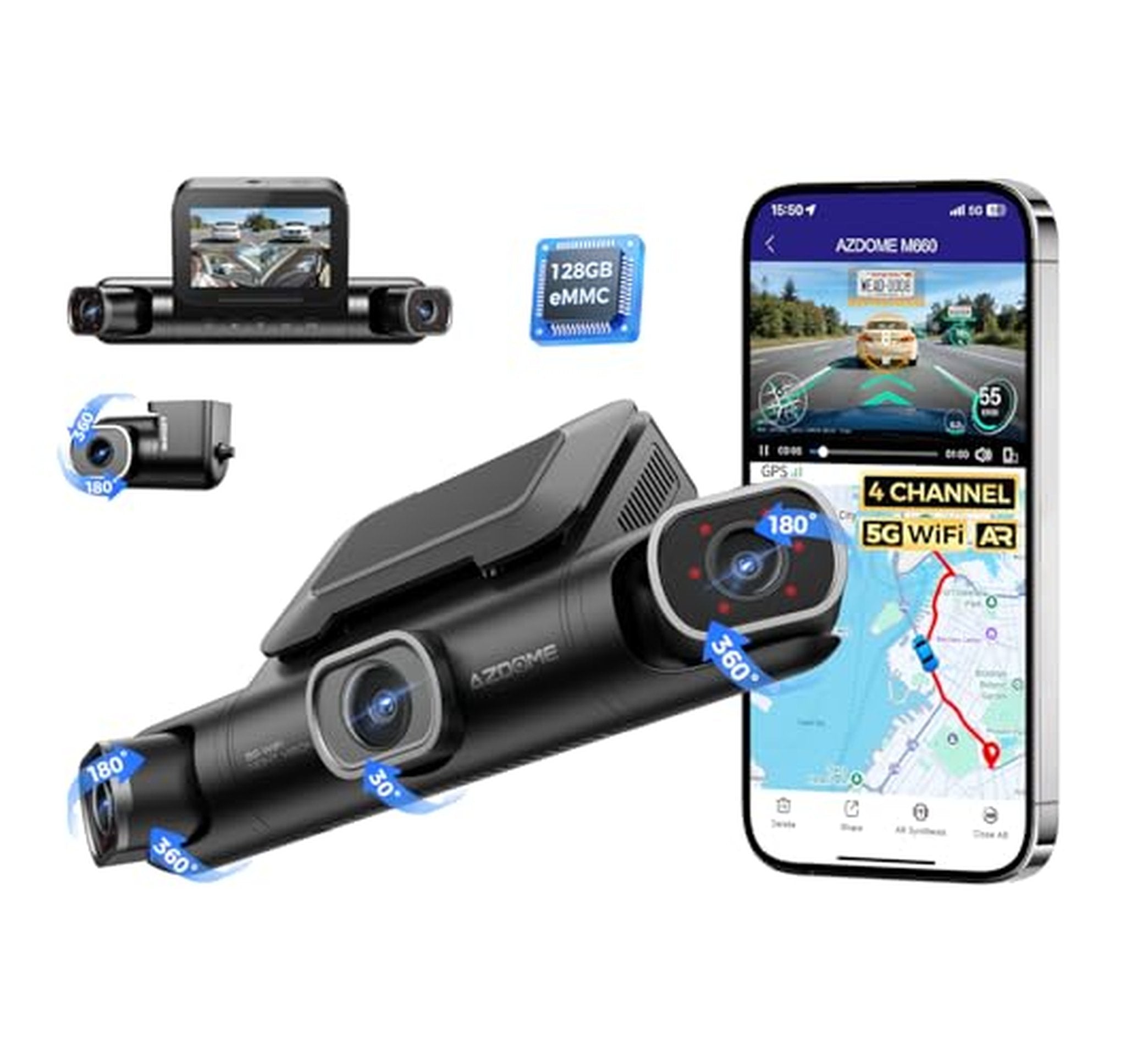 2K 4 Channel 360° Dash Cam System