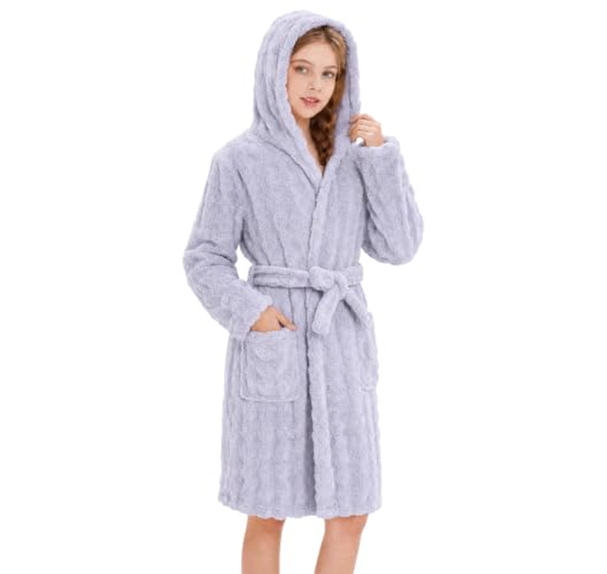 Kids Soft Fleece Hooded Bathrobe