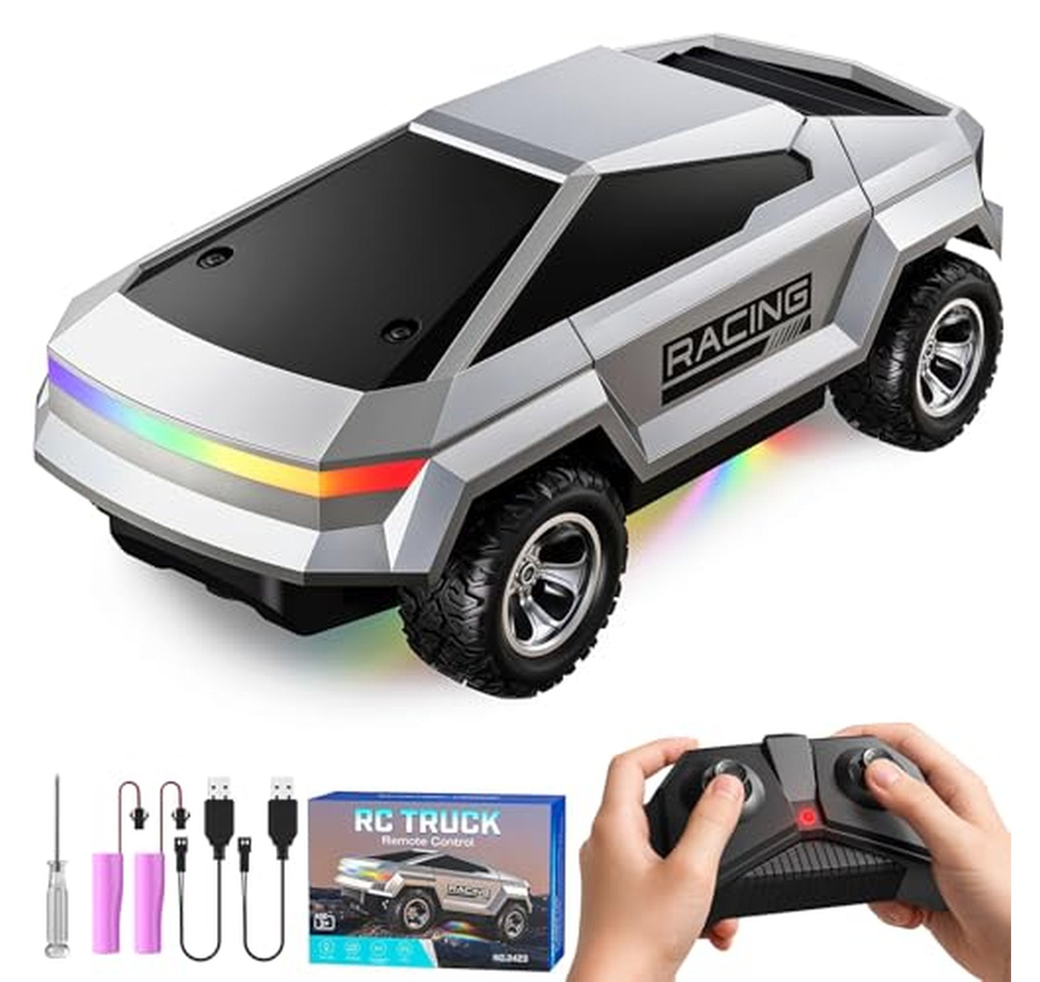 Cyber Remote Control Car with Lights, Rechargeable Racing Truck