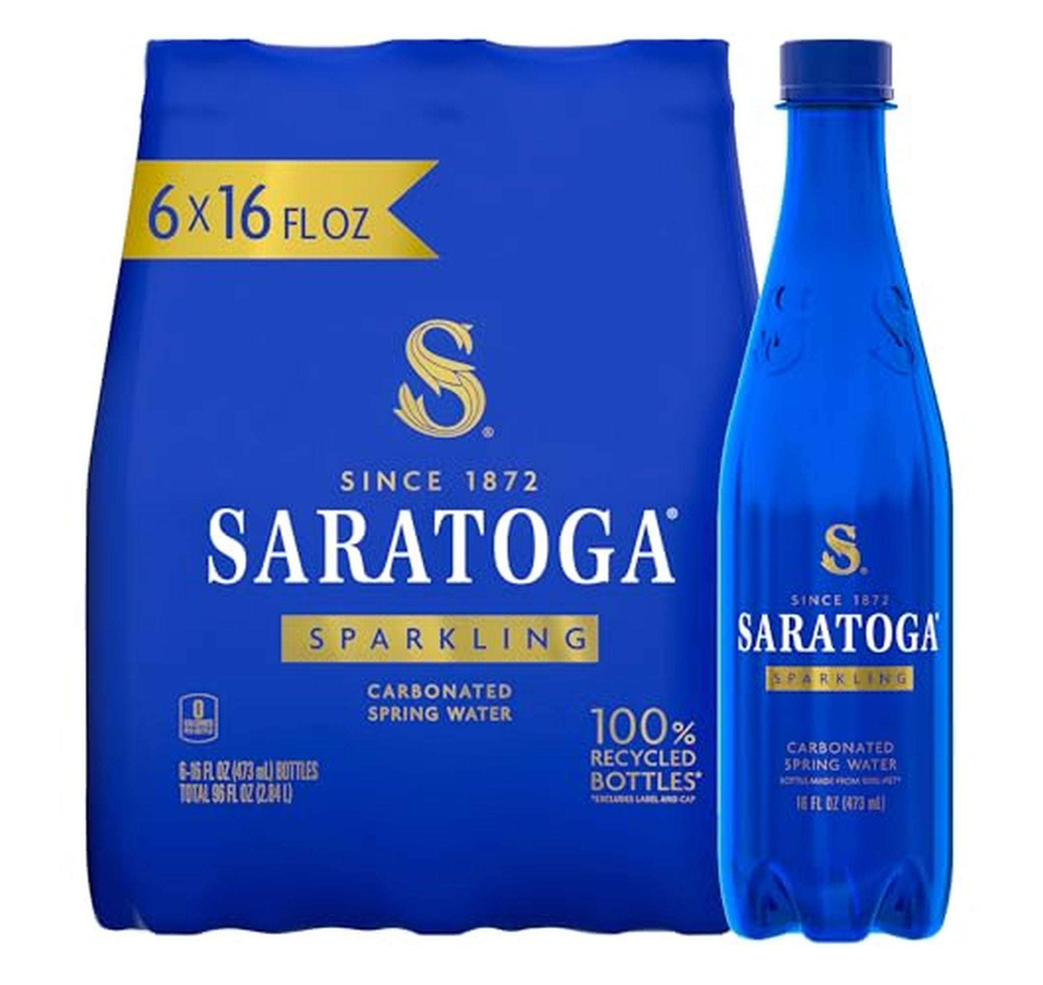 6 Pack Saratoga Sparkling Spring Water Bottles 16oz