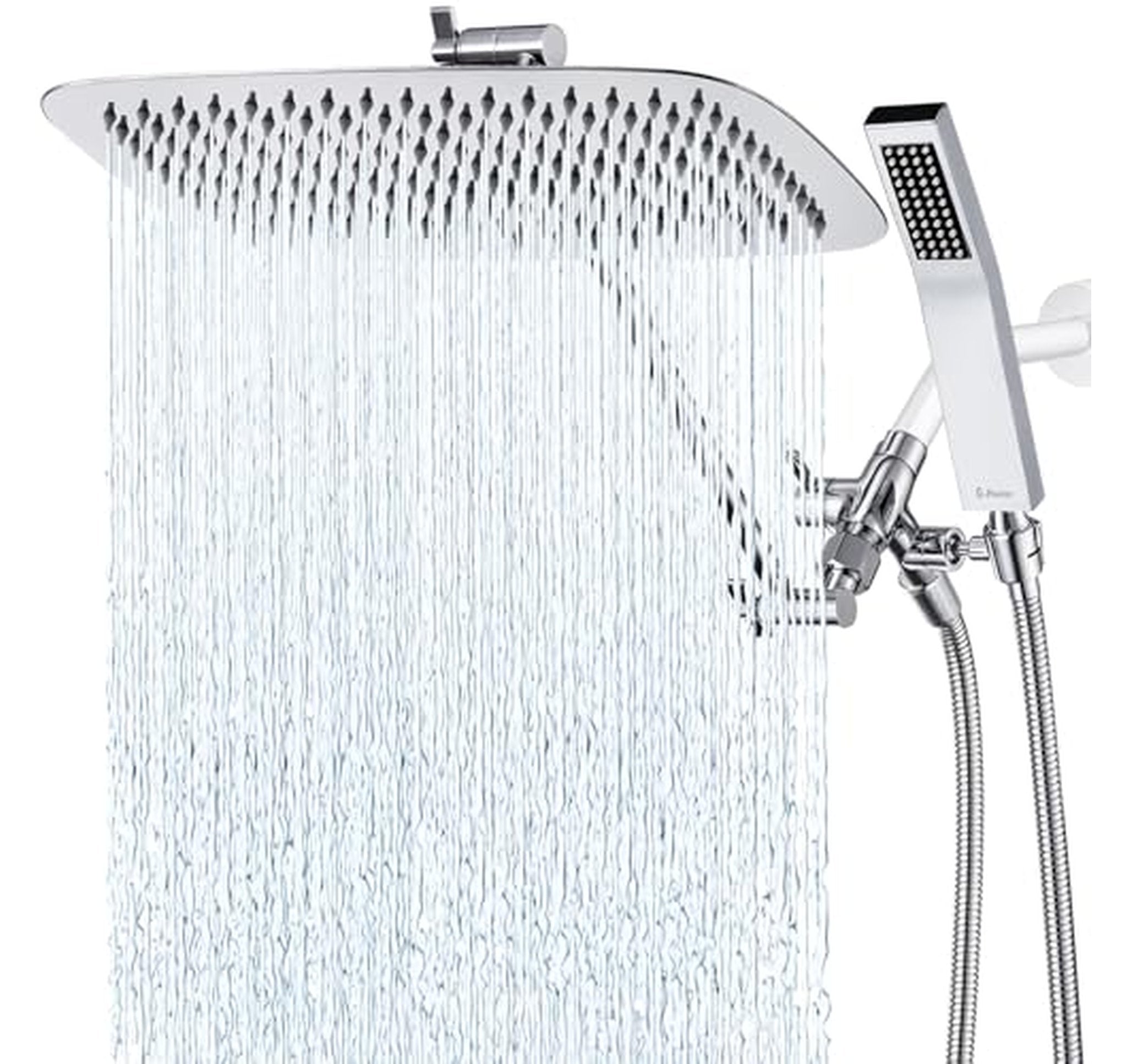 Dual Square Rain Shower Head and Handheld Combo