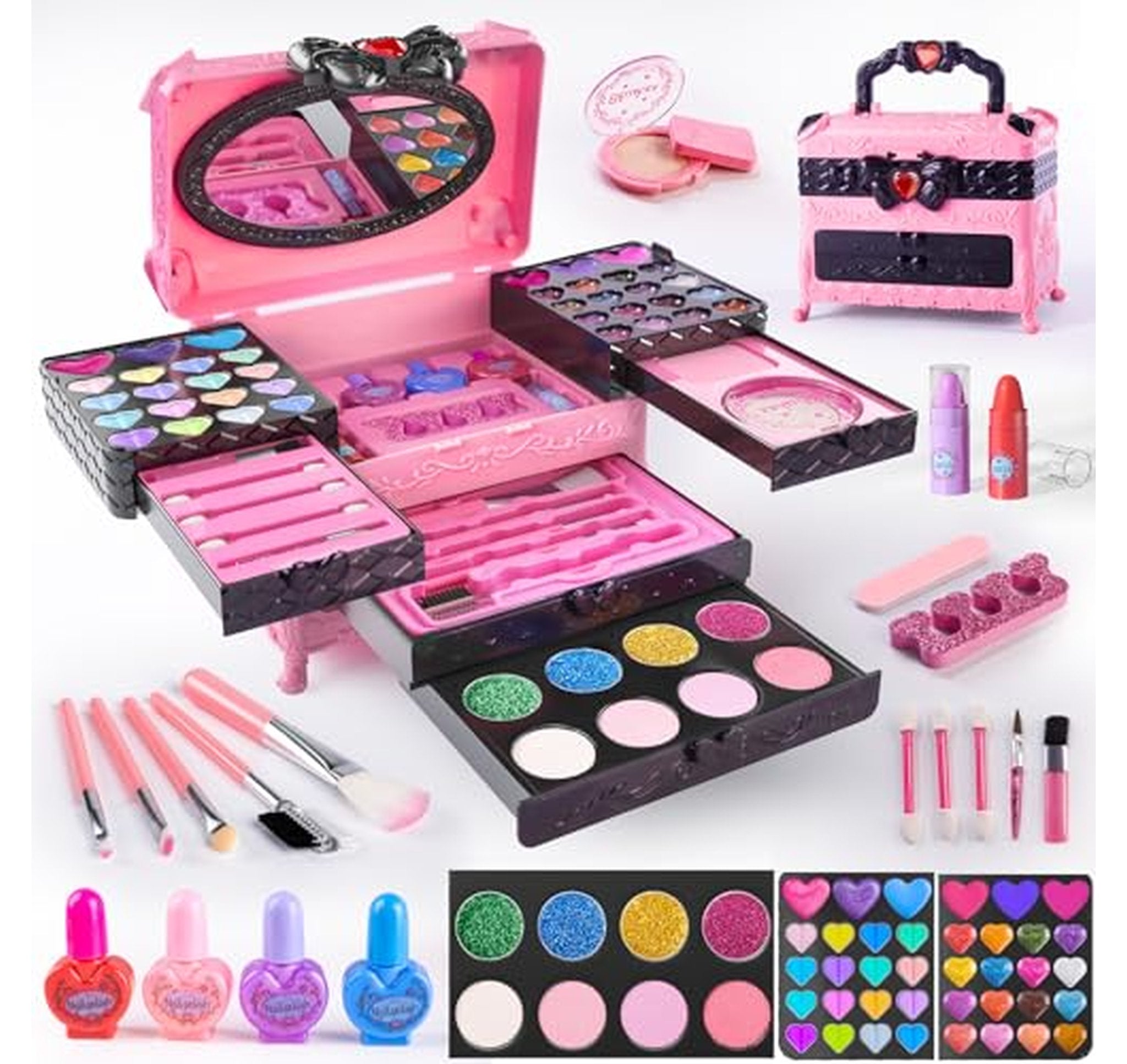 Washable Kids Makeup Kit with Mirror, 66 Piece