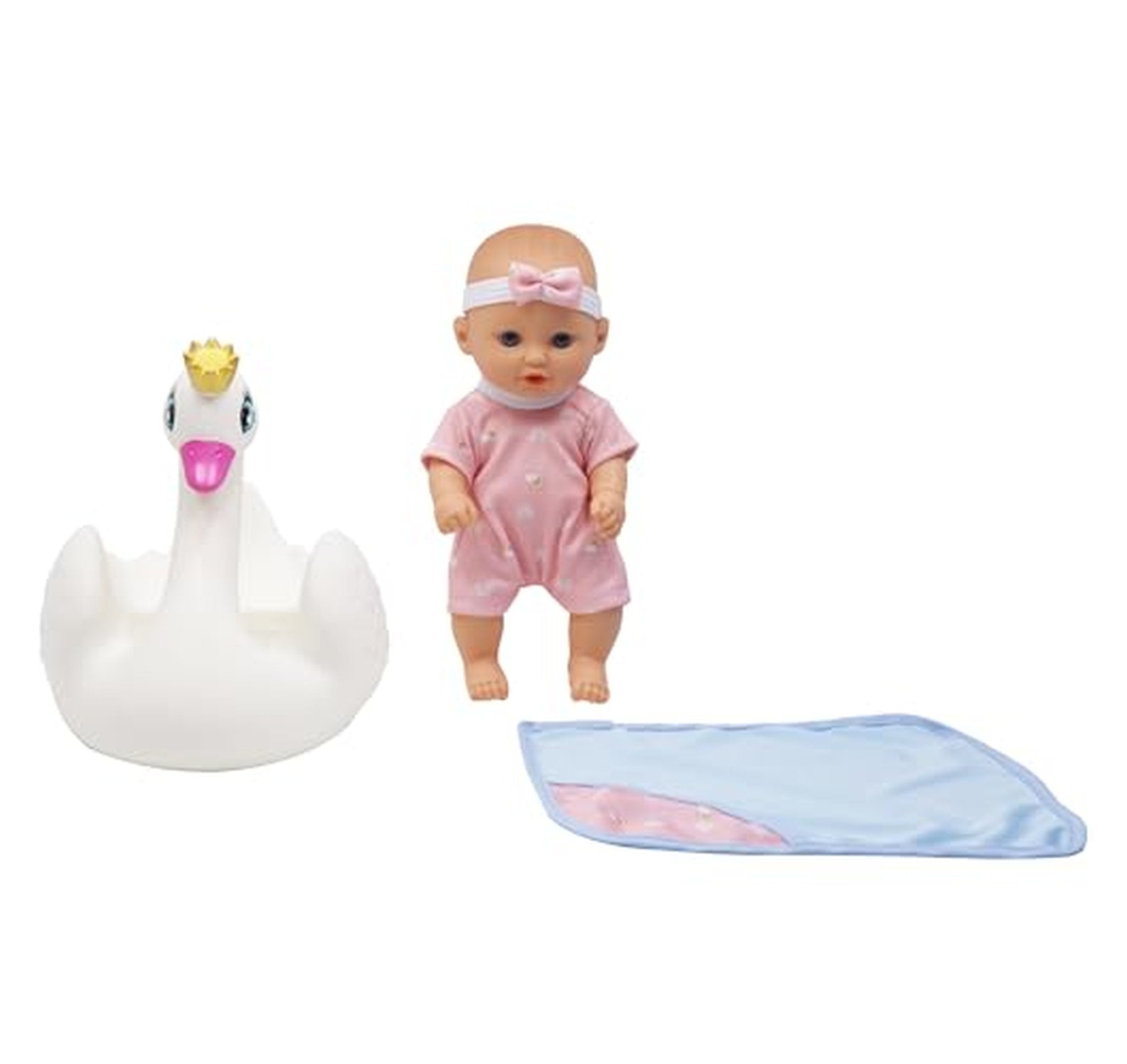 10-Inch Bath Time Baby Doll with Swan Floatie