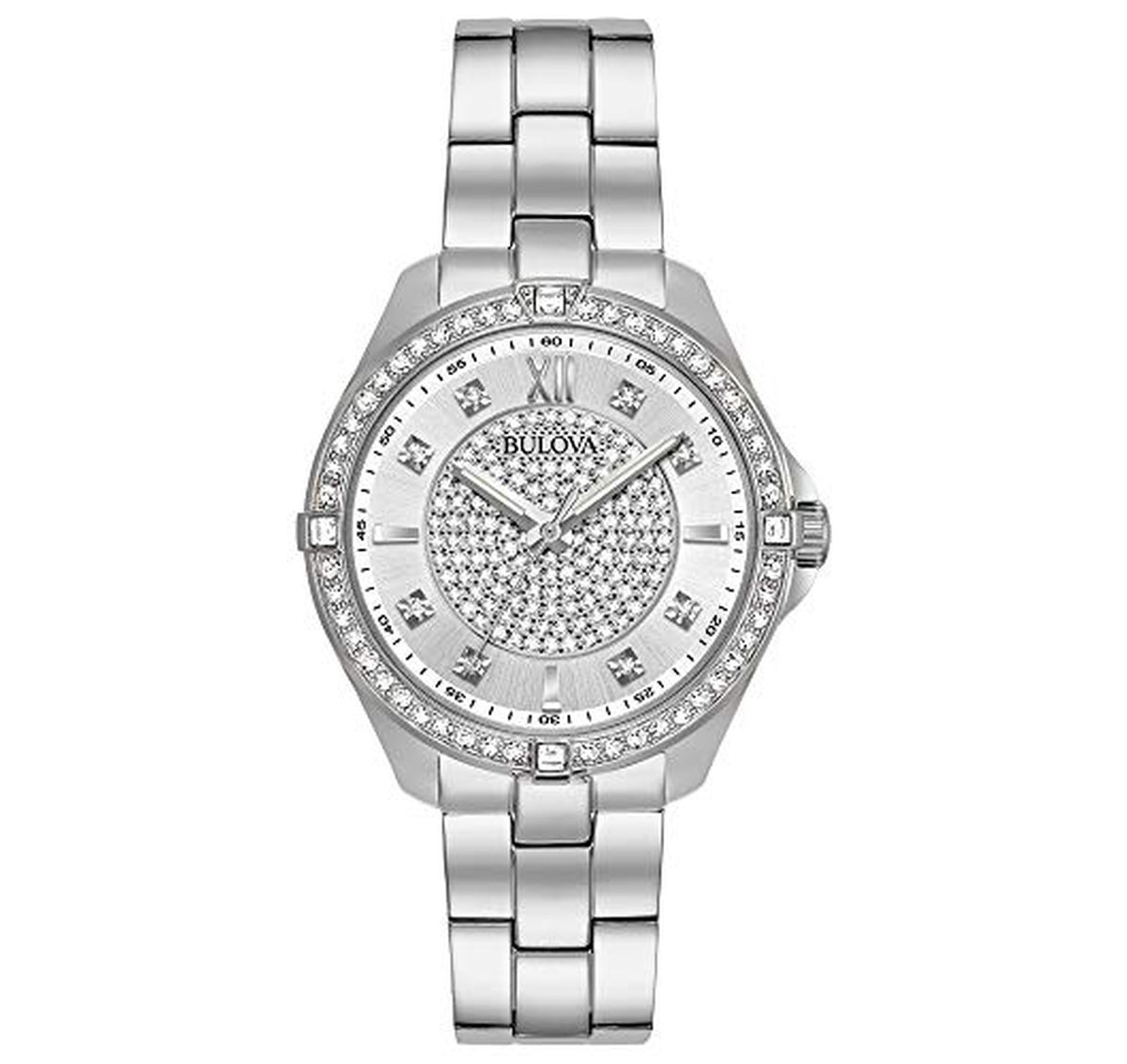 Bulova Crystal Stainless Steel Quartz Ladies Watch