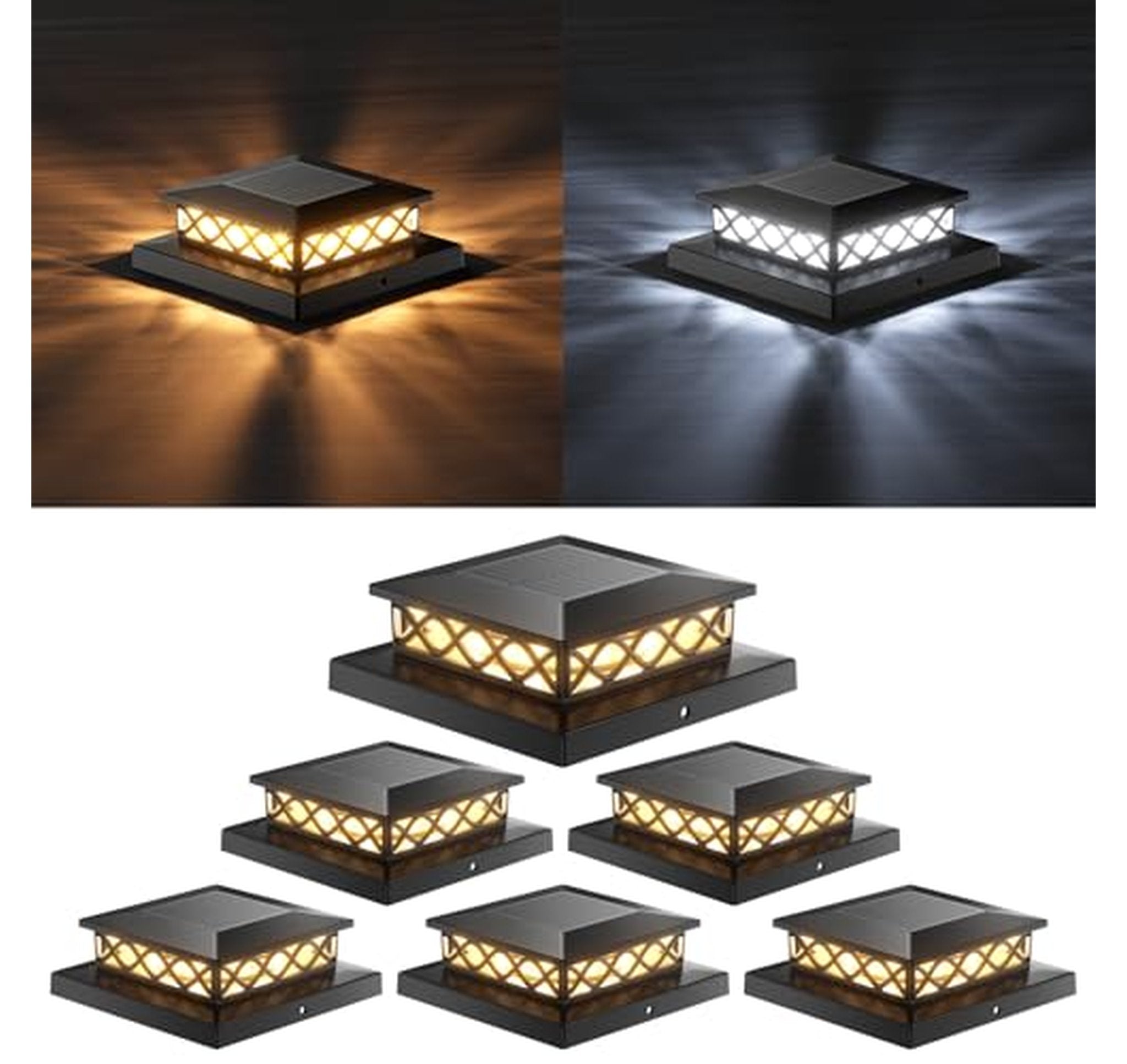 6 Pack Solar LED Post Cap Lights