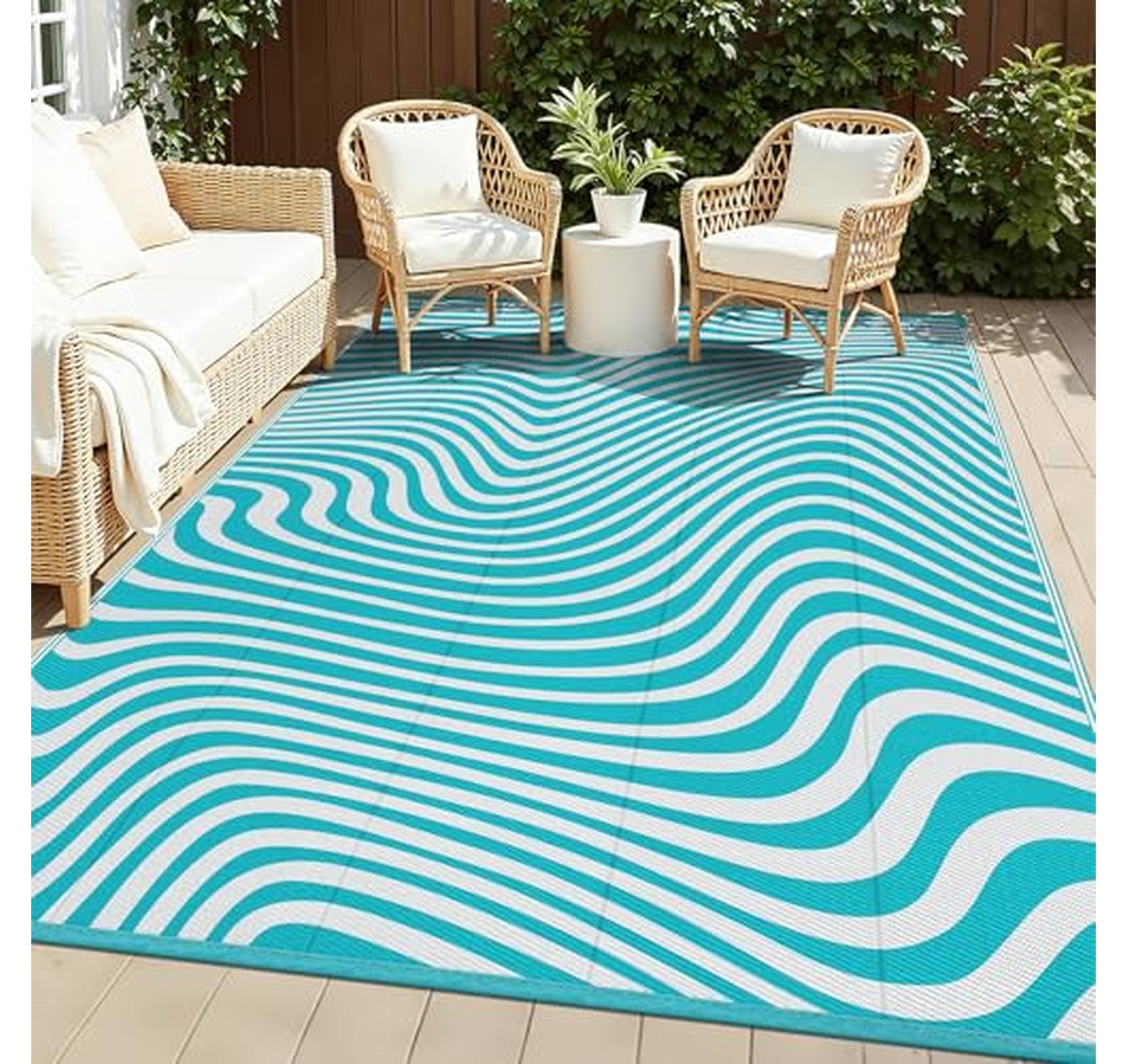 Waterproof Reversible Outdoor Patio Rug 5x8