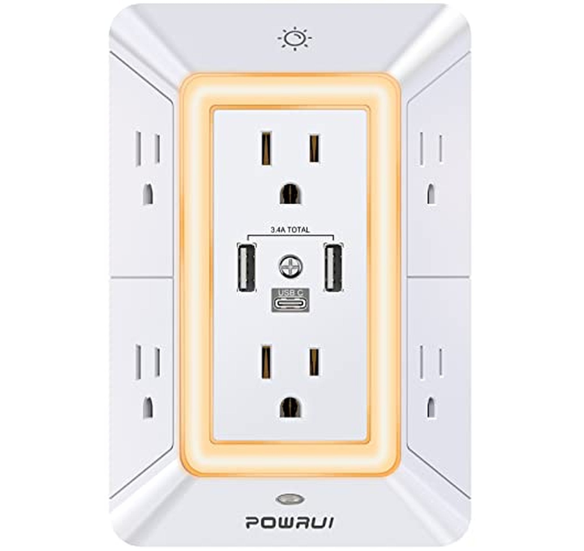 Surge Protector Outlet Extender with USB and Night Light