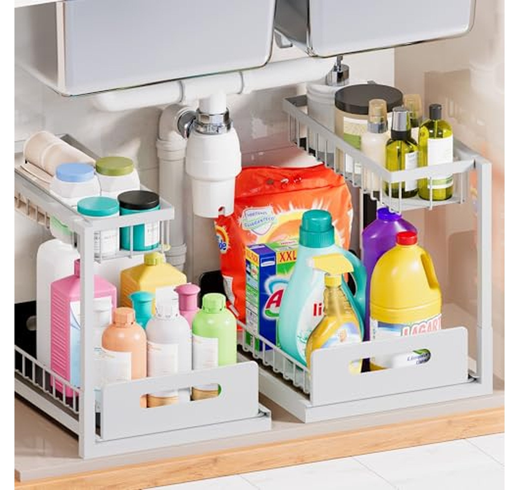 2 Pack Under Sink Organizer Storage Rack