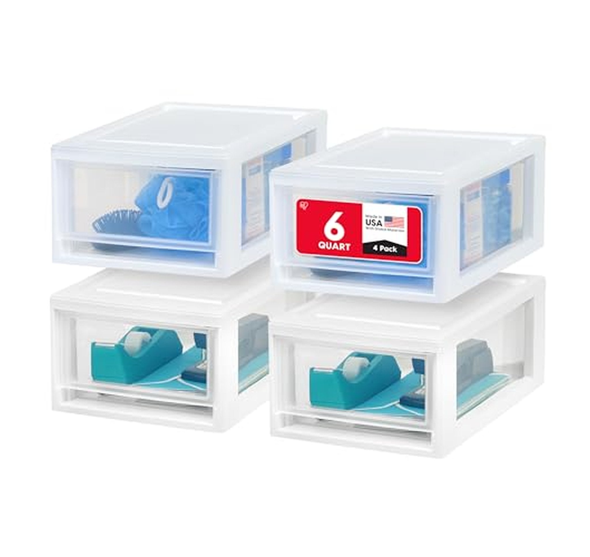 4 Pack Small Plastic Stacking Storage Drawers