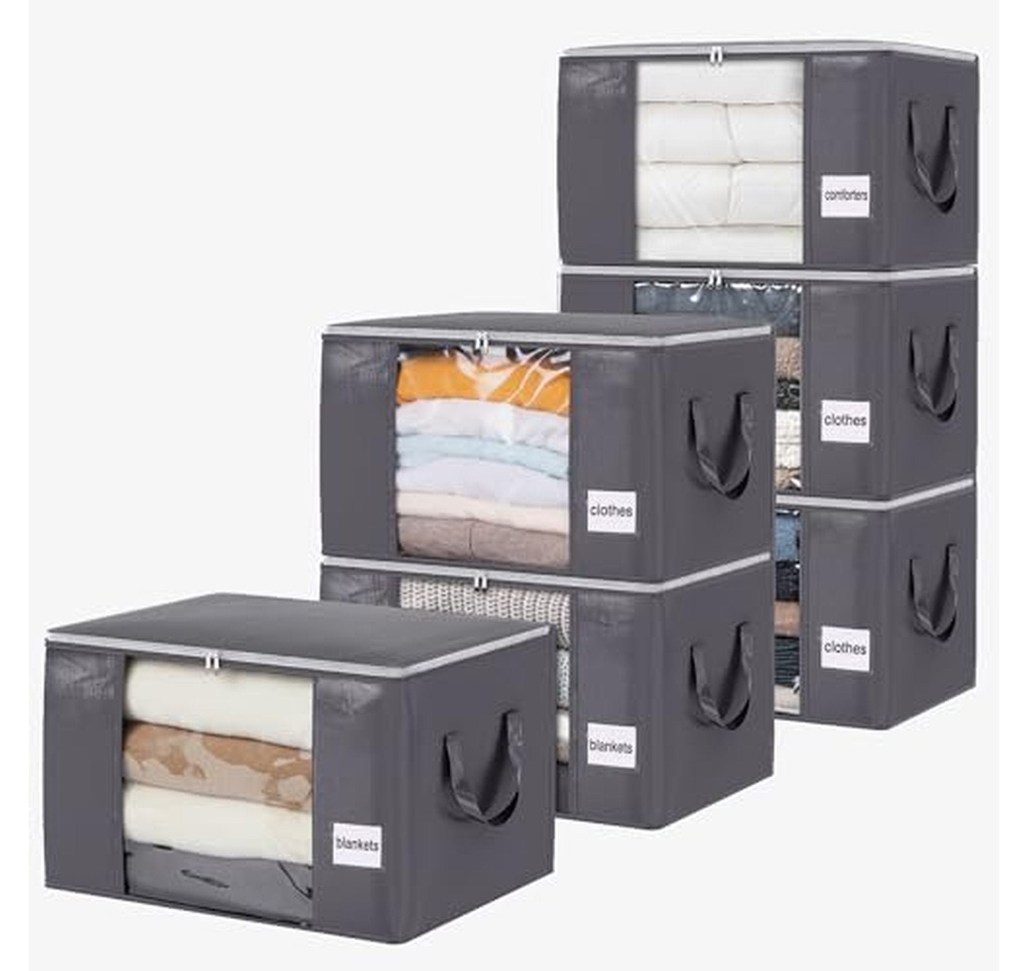 6 Pack 60L Clothes and Blanket Storage Bags