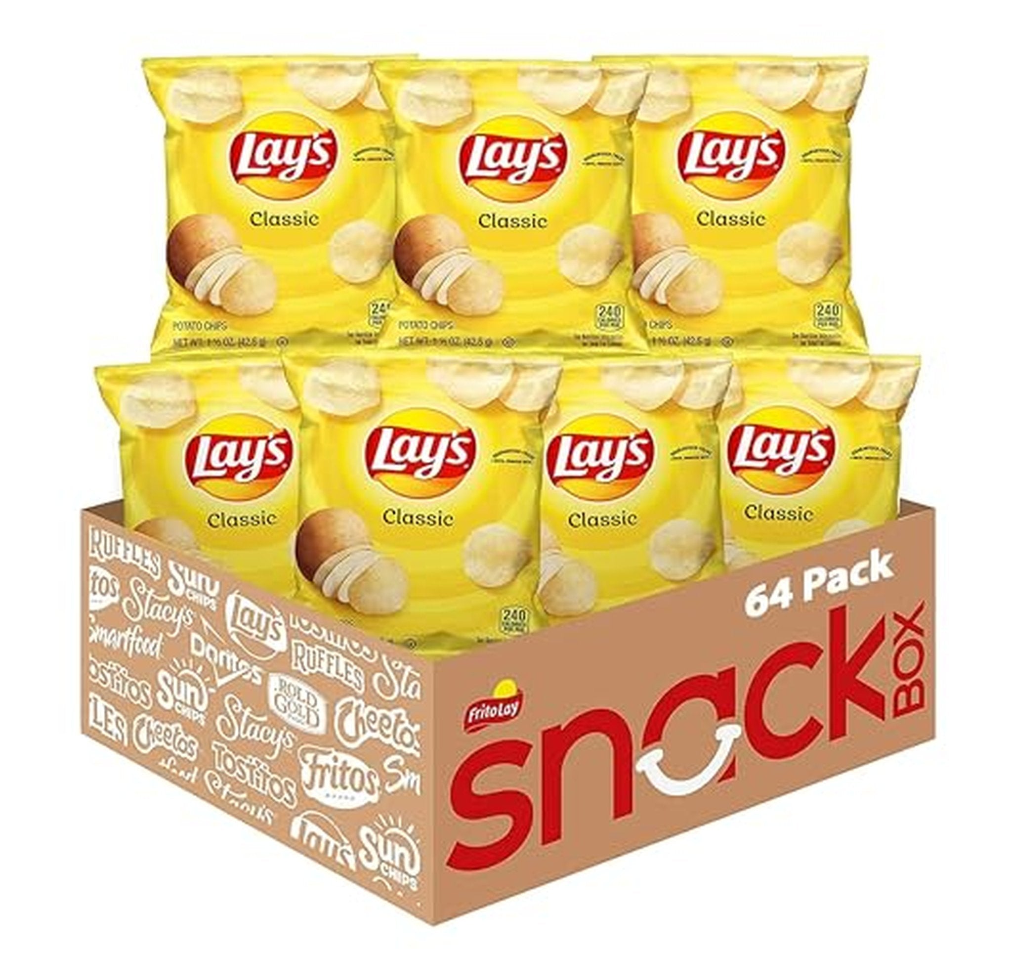 64 Pack Lay's Classic Potato Chips 1.5 Ounce
