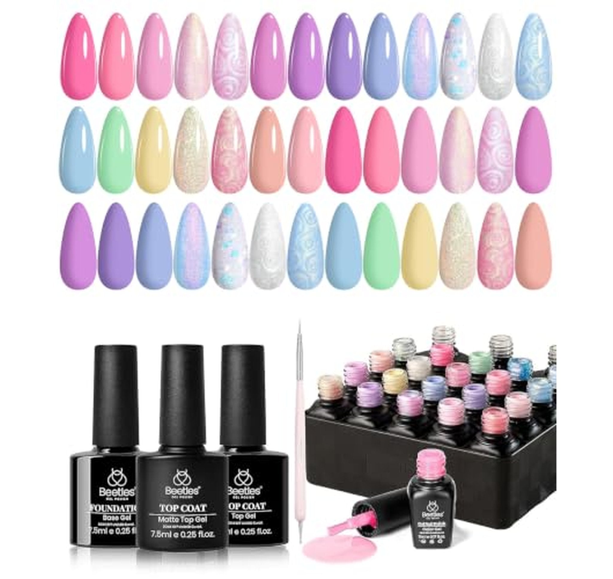 24 Piece Pastel Gel Nail Polish Set