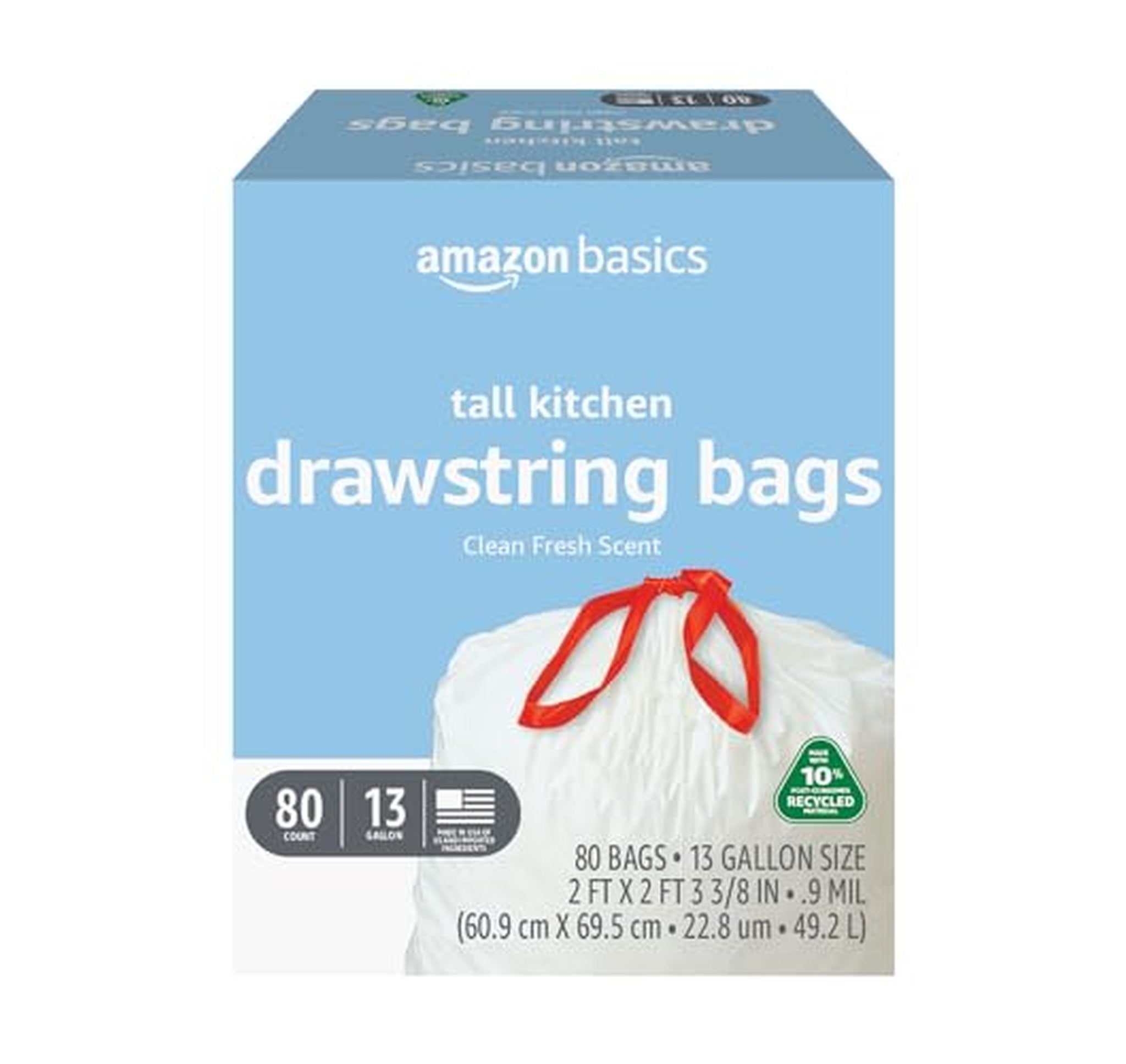 80 Count Amazon Basics Tall Kitchen Trash Bags
