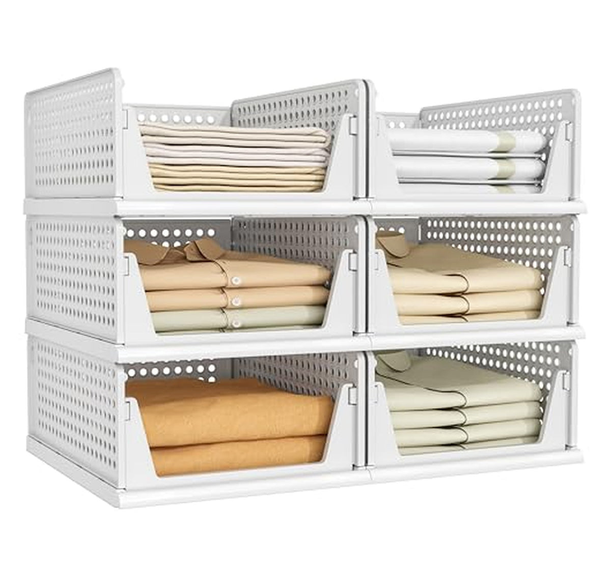 6 Pack Stackable Closet Organizer Storage Drawers