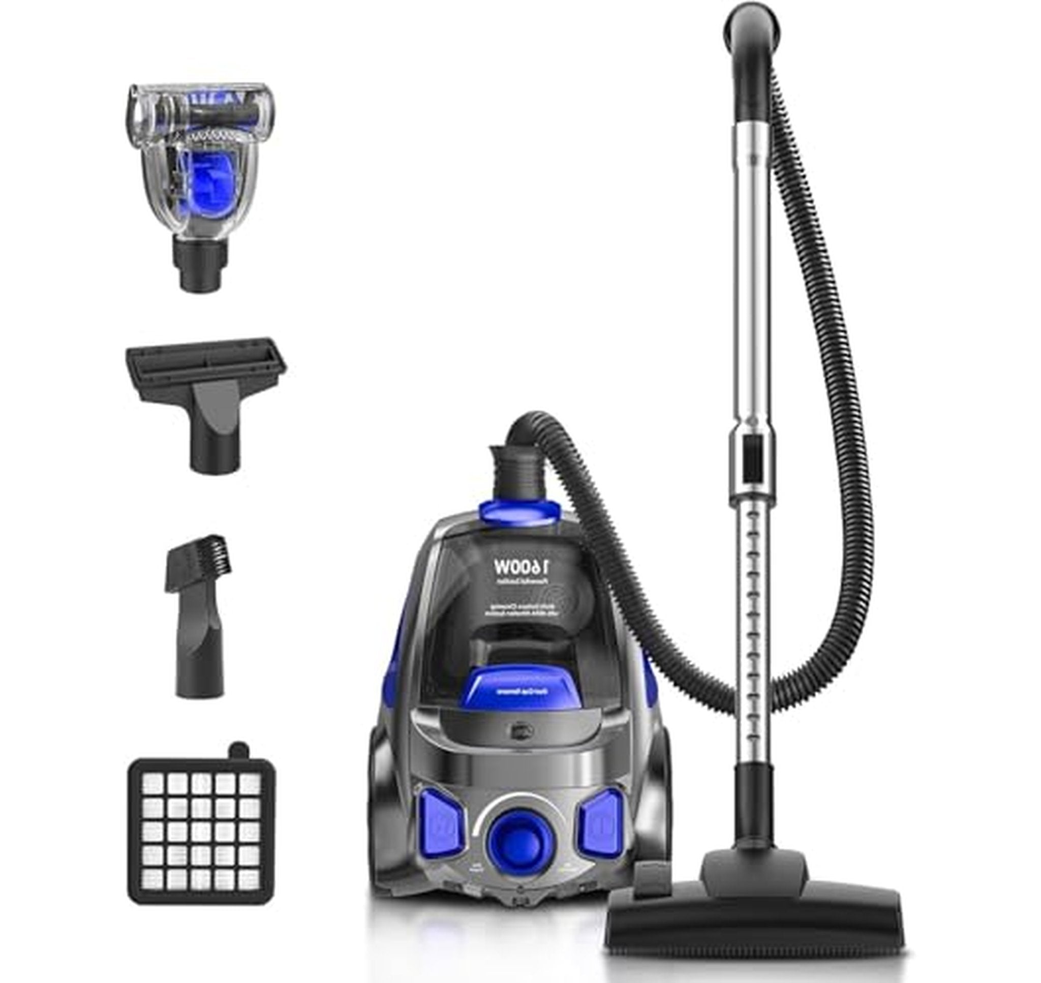 1600W Bagless Canister Vacuum Cleaner with Large Dust Cup