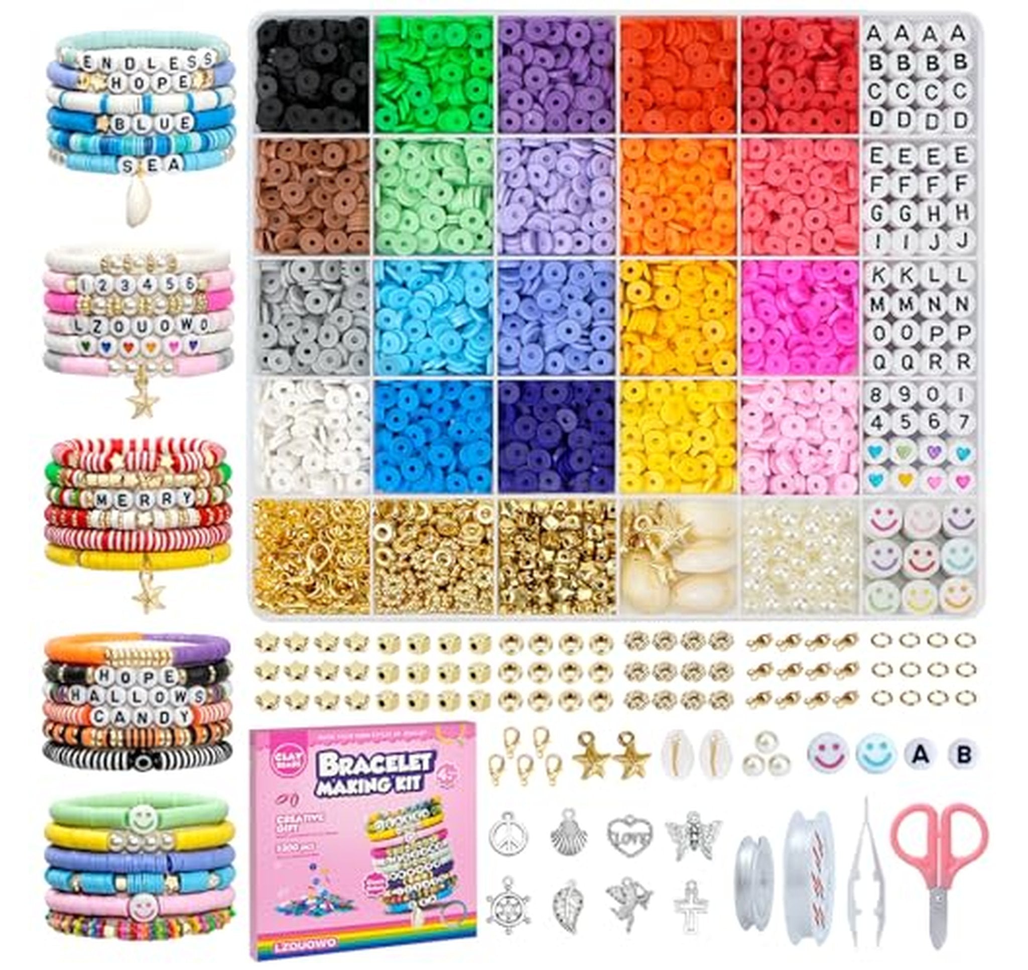Clay Bead Bracelet Making Kit with Letter Beads