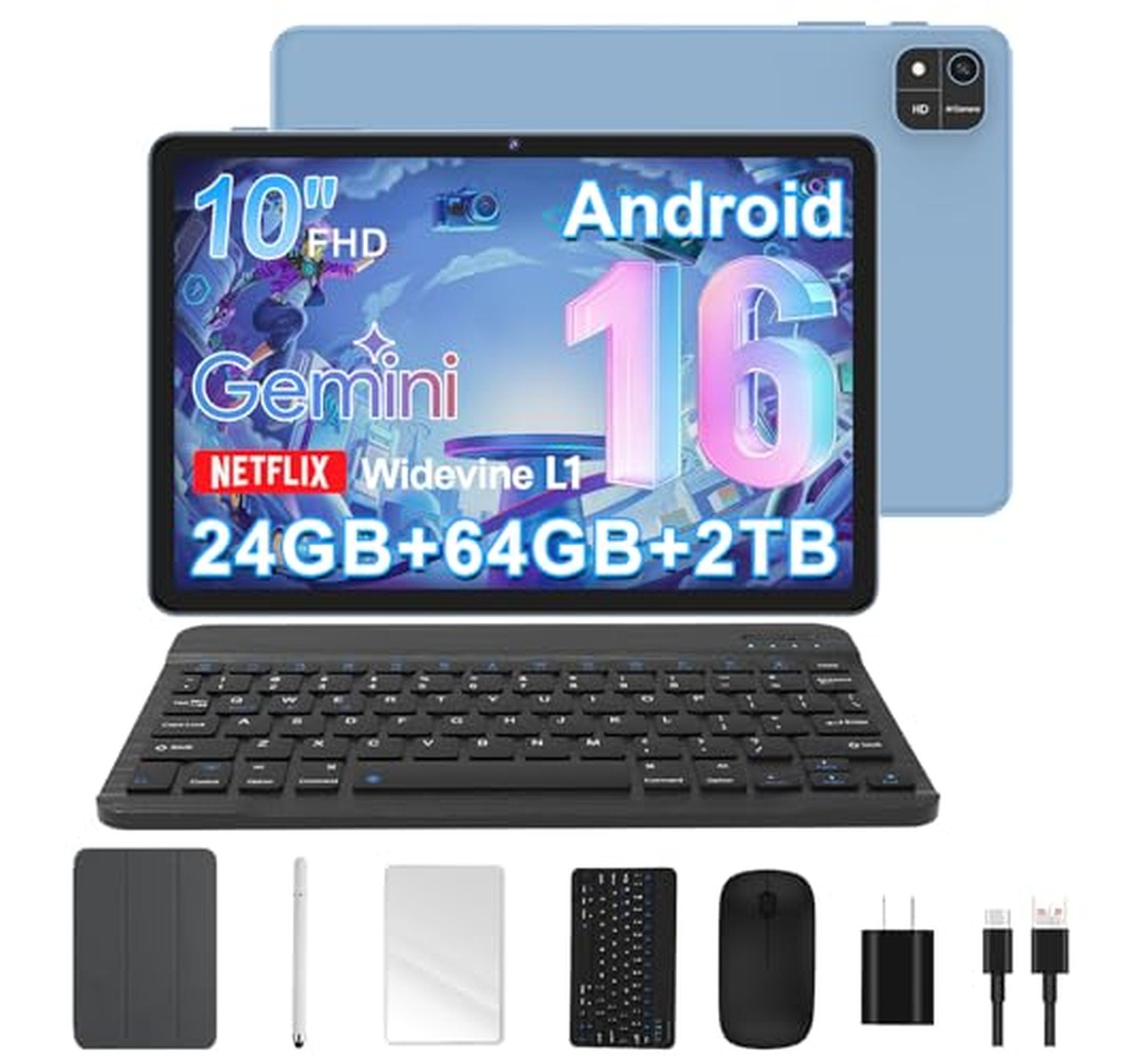 10-Inch Android Tablet with Keyboard and Stylus
