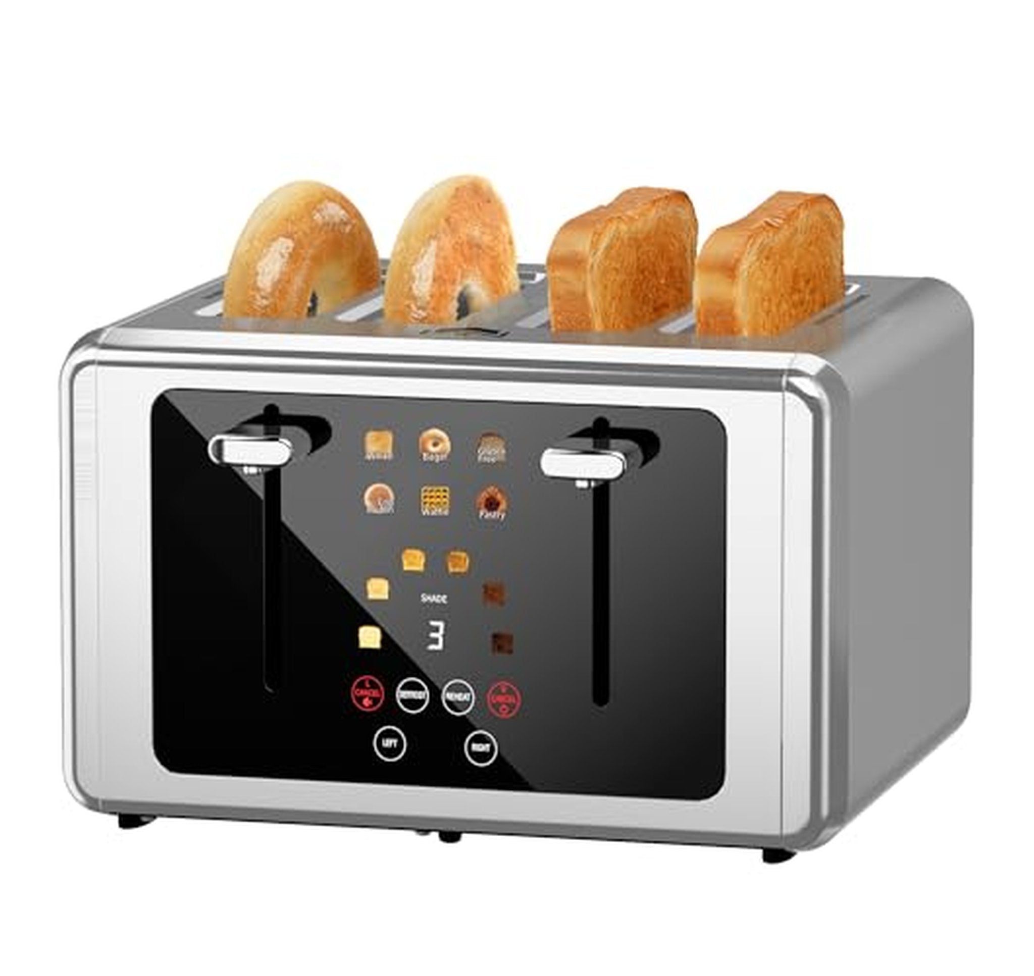 4 Slice Digital Toaster with Touchscreen and Wide Slots