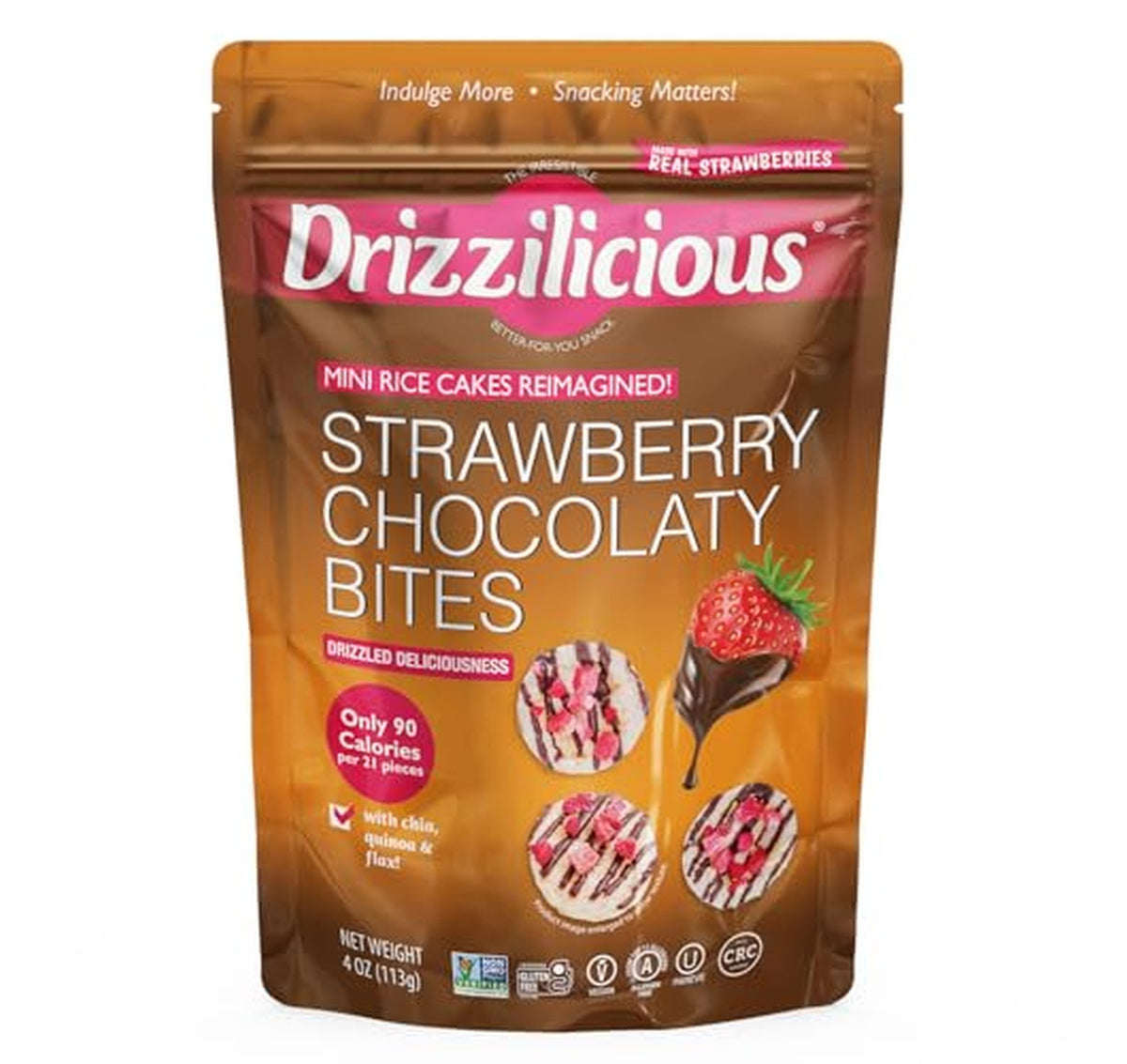 Strawberry Chocolaty Bites Mini Rice Cakes - 4 Ounce (OU-Pareve)