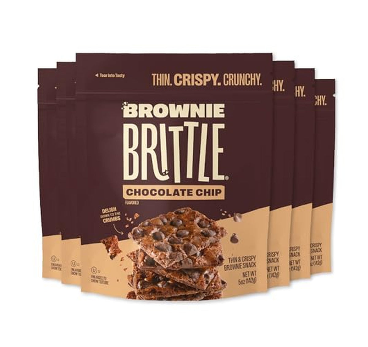 12 Packs Brownie Brittle Chocolate Chip Thin Crispy Snack Cookies 1.9 Pounds (OU-D)