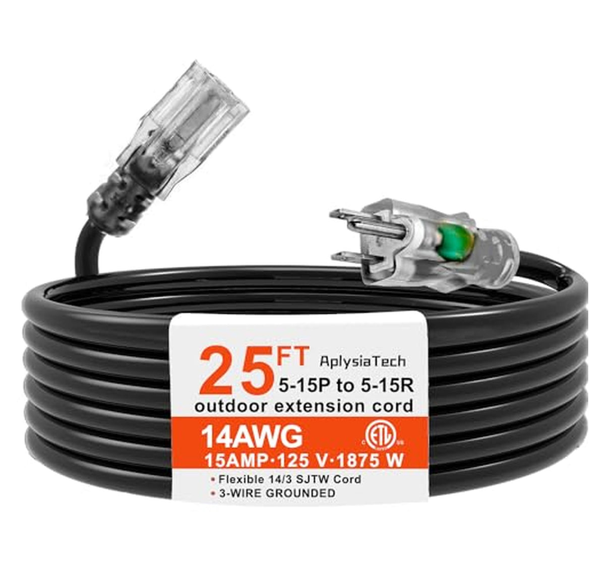 25ft 14 Gauge Outdoor Extension Cord 15 Amp