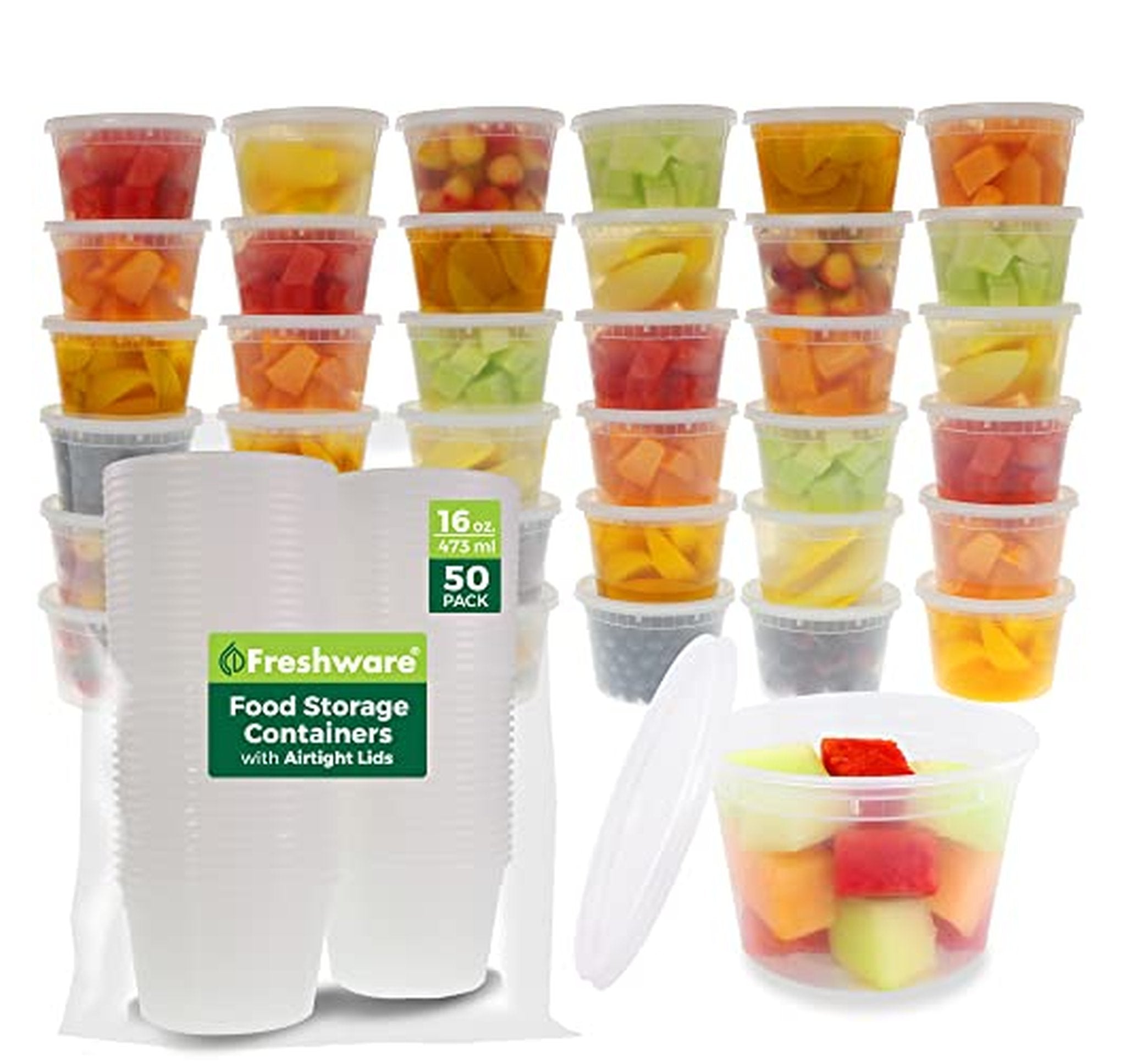 50 Pack 16 oz Plastic Deli Containers with Lids
