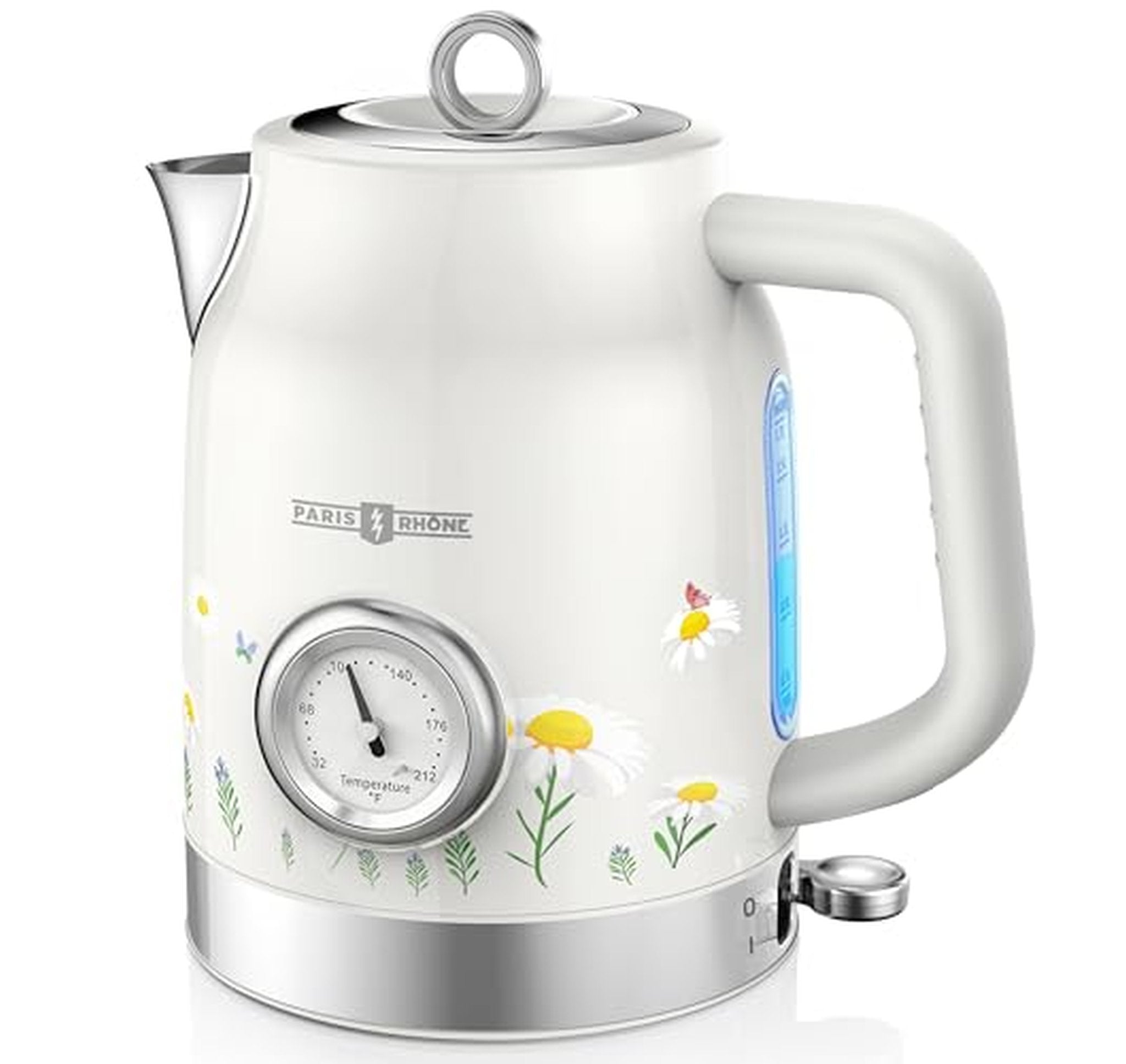 1.7L Retro Stainless Steel Electric Kettle with Thermometer
