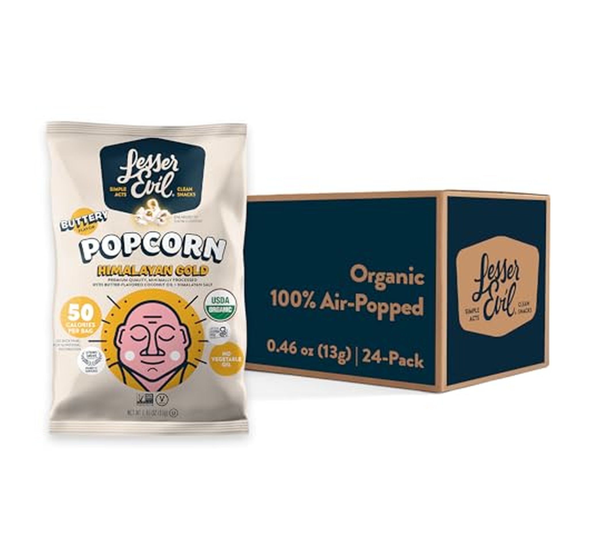 24 Pack LesserEvil Organic Himalayan Gold Popcorn Bags