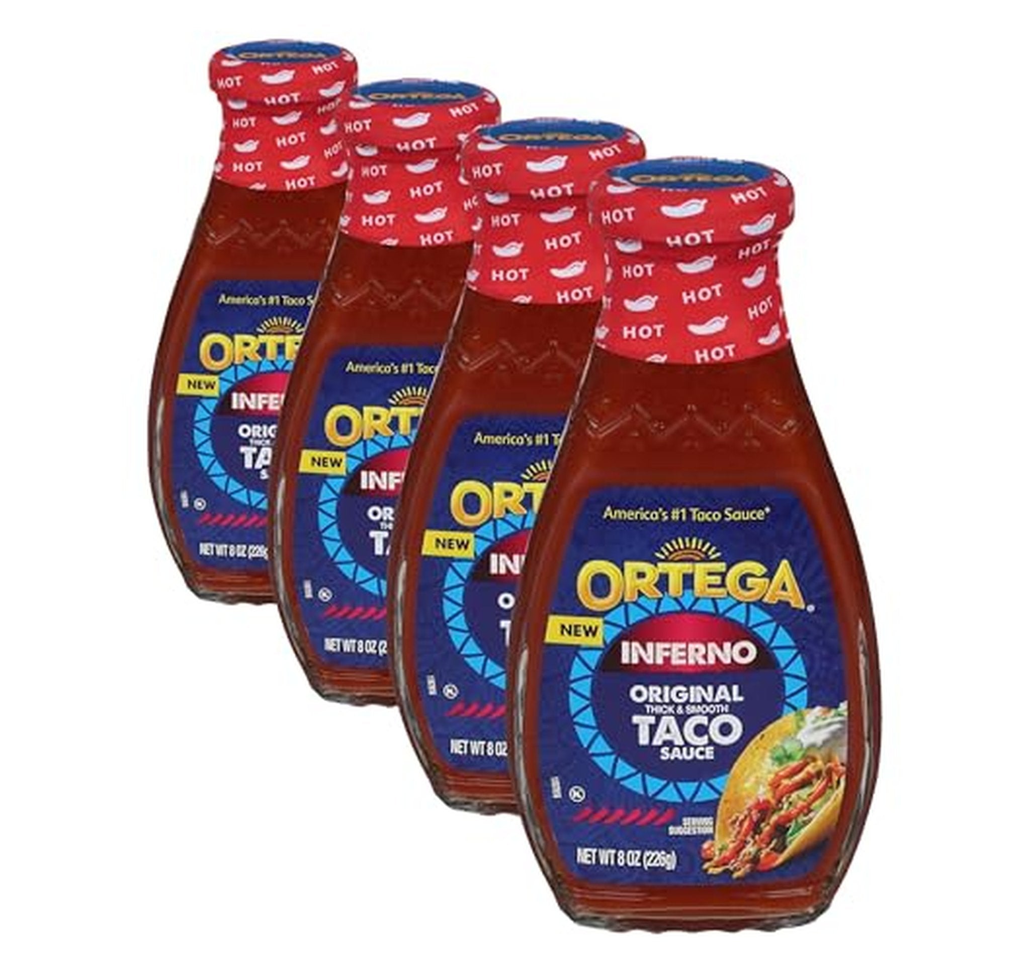 4 Pack Ortega Inferno Hot Taco Sauce 8 Ounce